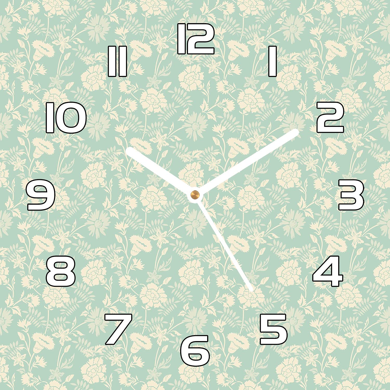 Horloge en verre murale salon moderne et cuisine 30x30 cm horloge abstraite florale