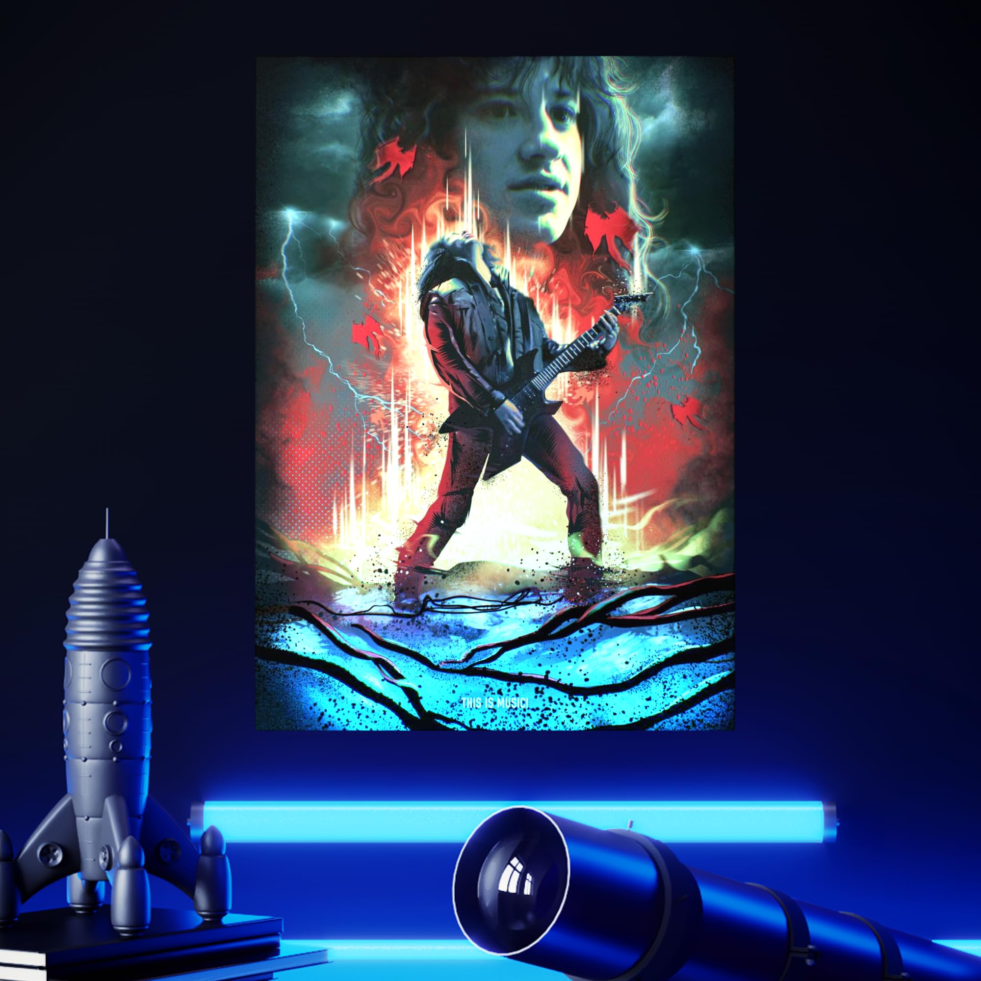 Displate Metallposter Stranger Things Series - Main Characters - Eddie Munson Plakat - Wandbilder Bilder Deko Schlafzimmer - Geschenk - Wanddeko Metall Poster 48 cm x 67.5