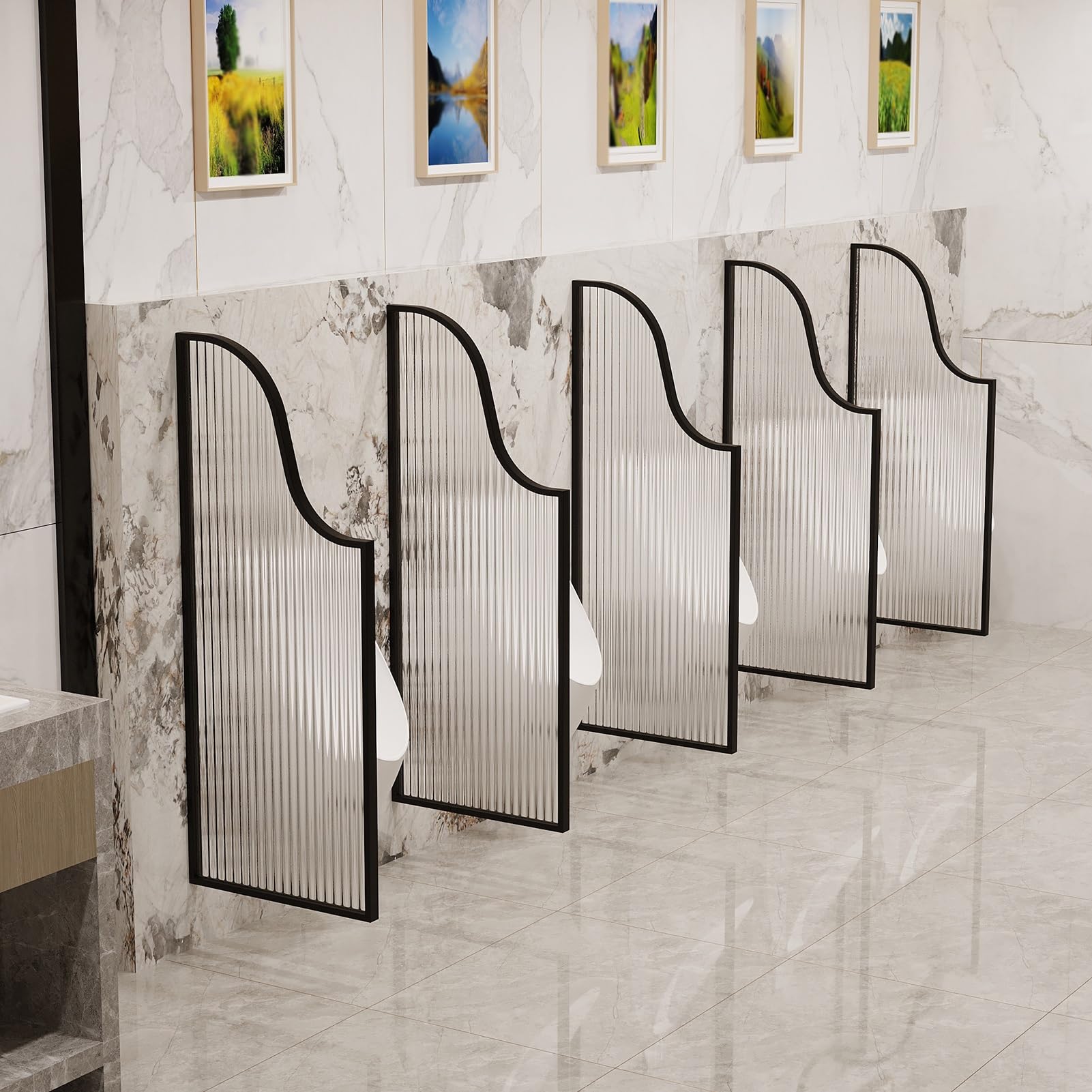 Mampara divisoria para urinario, separador de urinario para hombres, pantallas drivacidad para urinario, separador de urinario para baños/centros comerciales (Color: negro, Tamaño: 1 unidad)