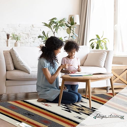 Miniatura 6 de Alfombra bohemia del suroeste – Alfombra bohemia lavable – Alfombra occidental – Alfombras rústicas para sala de estar, zona al aire libre, Diamante