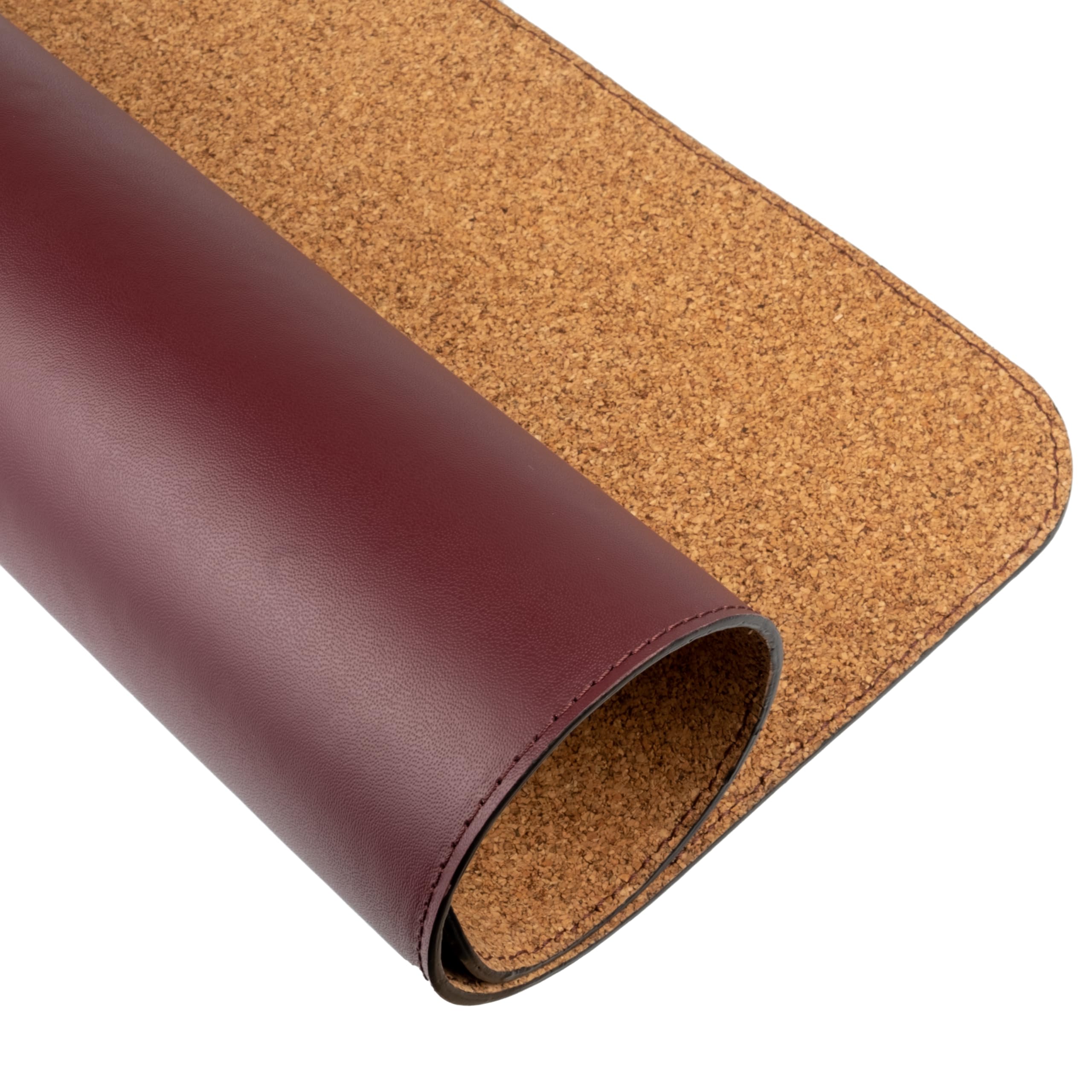 Schreibtischunterlage aus Leder, Personalisierbar mit Textgravur - Firmenlogo — Handgefertigte Deskmat mit Rückseite aus Naturkork — Made in Italy (Burgunderrot, 80x40 cm)