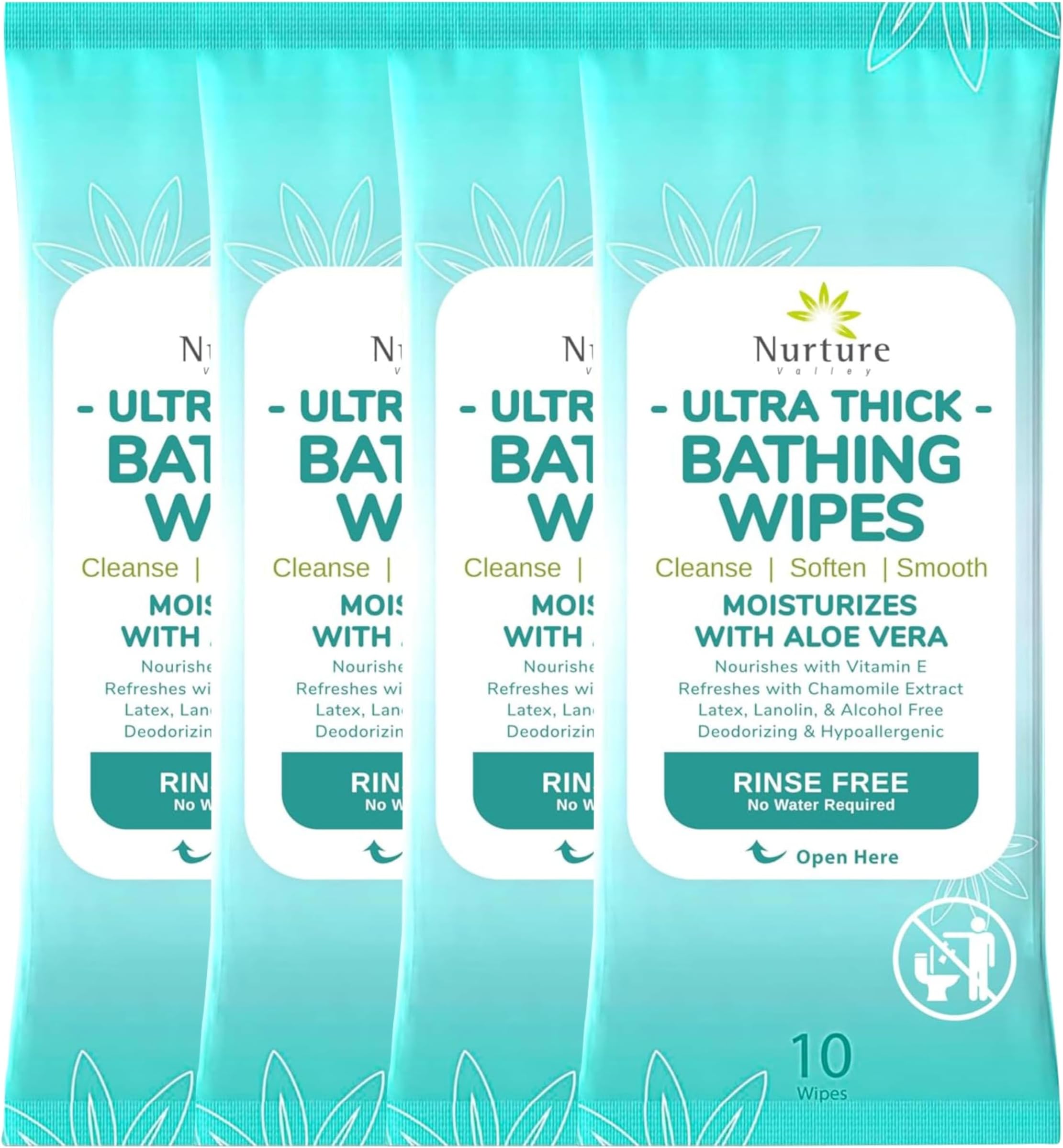 Nurture XL Ultra Thick Body Wipes for Adults w/Aloe | 40 Extra Large Disposable Cloth Wet Cleansing No Rinse Bathing Washcloths, Waterless Shower | Bath Wipe for Women, Men & Elderly