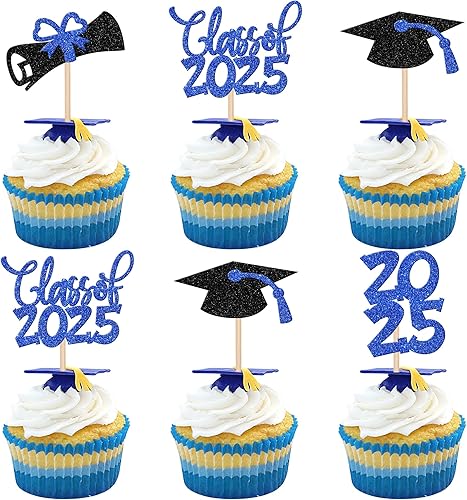 30 piezas de decoración para cupcakes de graduación de clase 2023 con purpurina brillante para el futuro hecho por el diploma So Proud of You