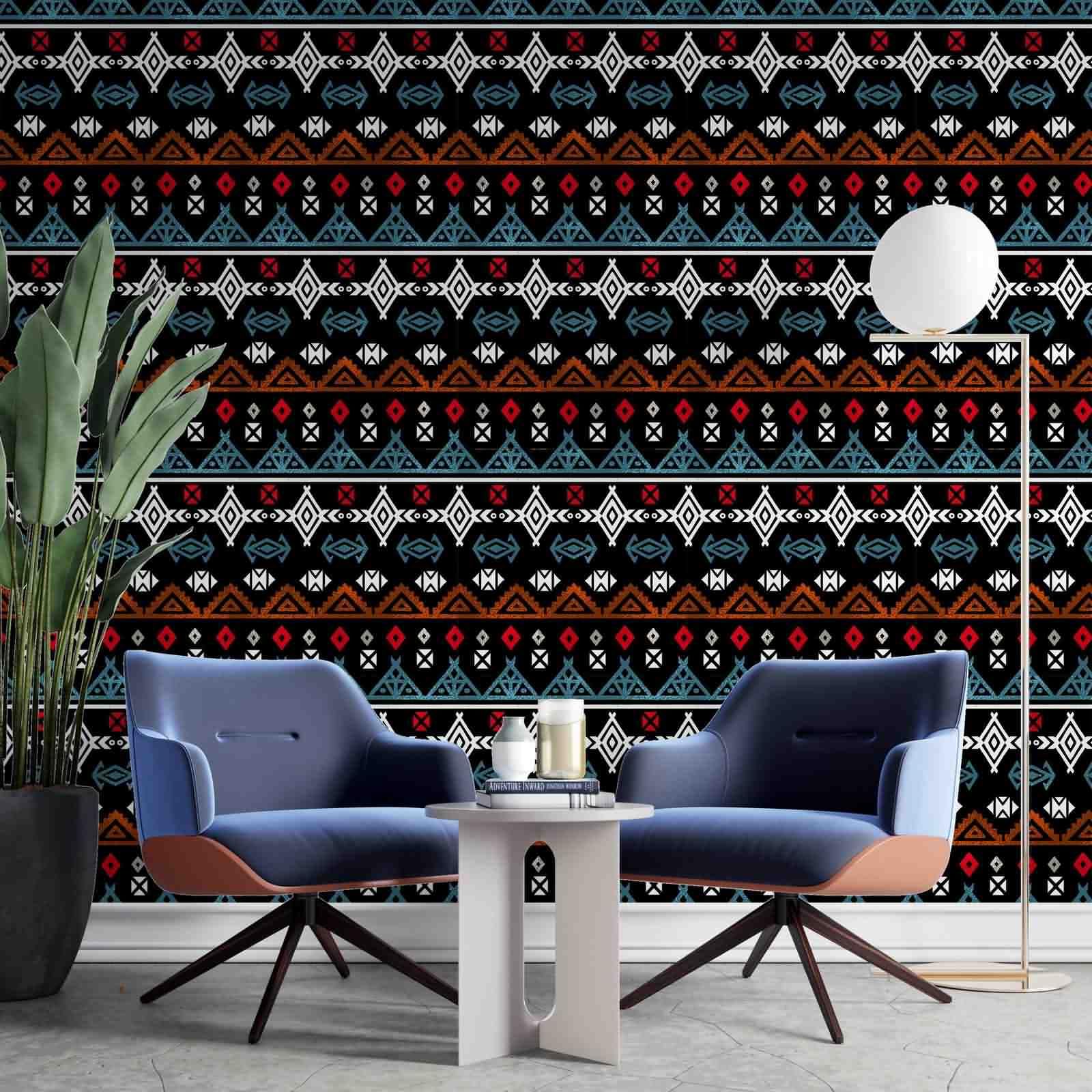 Tapeta do pokoju gościnnego samoprzylepna granica wewnątrz retro salon