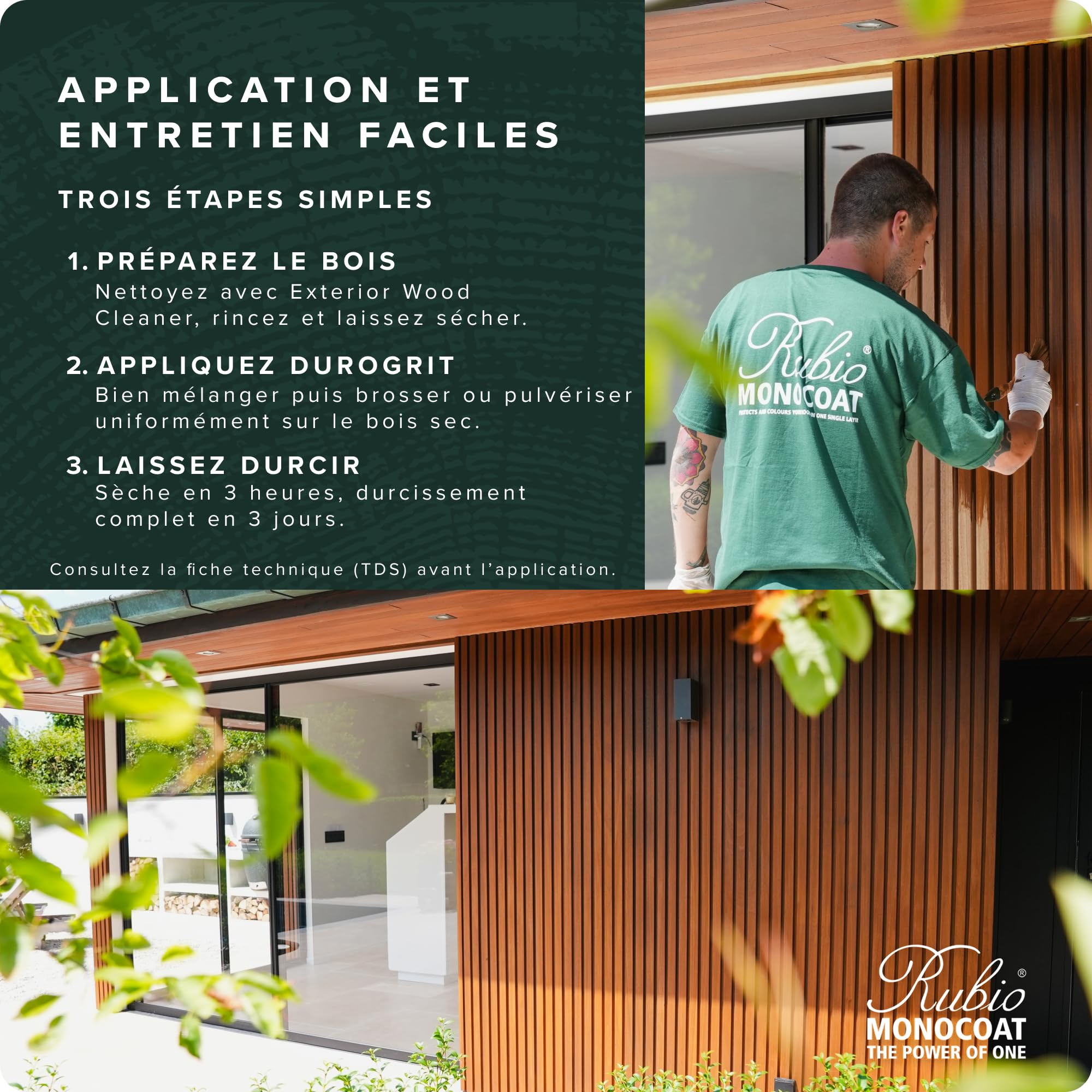 Saturateur bois d'extérieur Rubio Monocoat DuroGrit, Teinture & Scellant - Ocre Rocheux | 1 couche, protection UV pour terrasses, clôtures & meubles | 0,5L