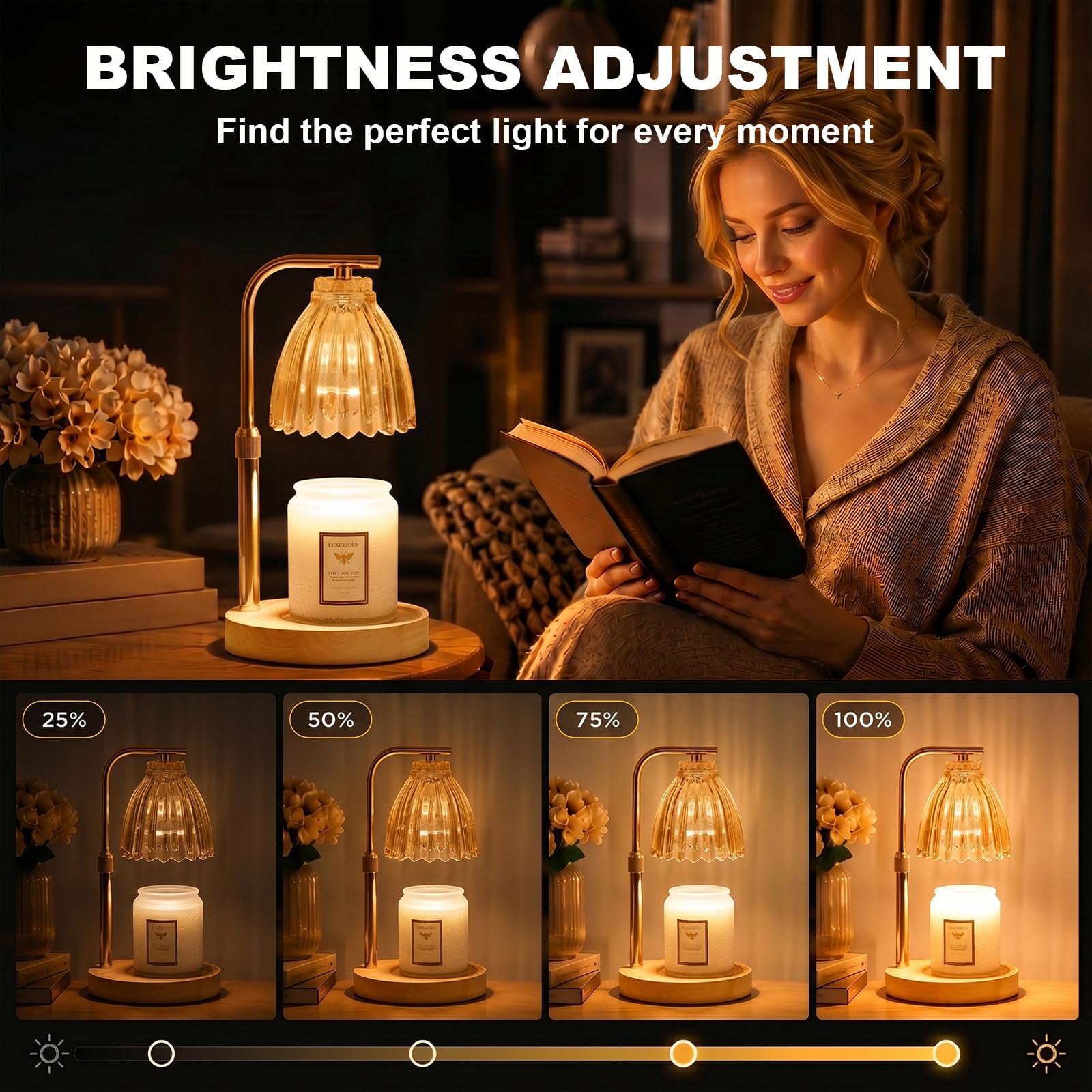 GKXLH Timer & Dimmable - Lampada scalda candela con 2 lampadine (strisce