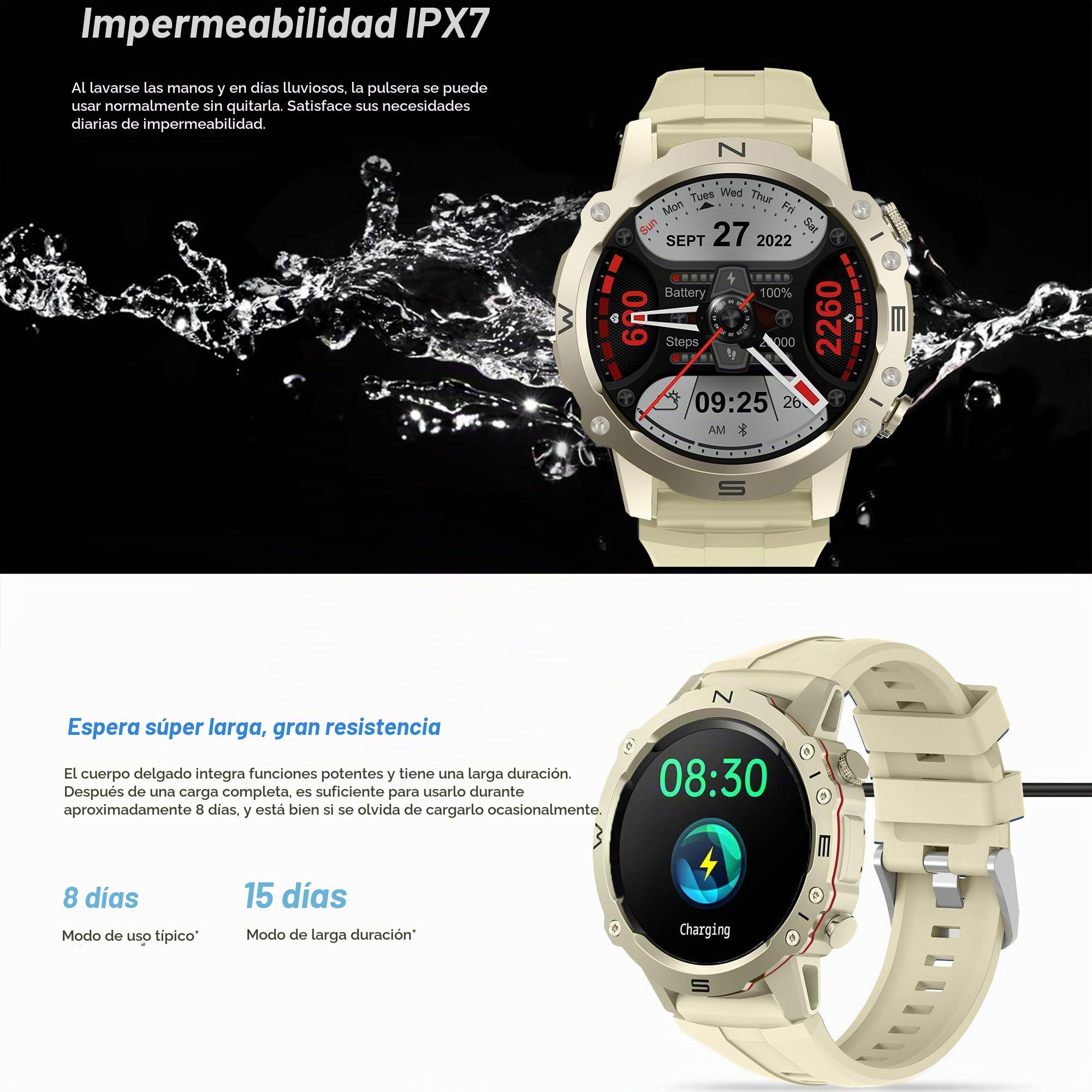 Reloj Inteligente Hombre con Llamada y Whatsapp, 1,52" AMOLED 5ATM Impermeable Reloj Smartwatch 123 Deportivo Hombre con Monitor Sueño, Oxígeno Sanguíneo, Podómetro, Pulsómetro Android iOS (Plata)