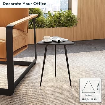 SAYGOER Small Black Side Table, Triangle End Table, Modern Narrow Bedside Table for Living Room Bedroom Small Space, Unique Sofa Table Medal Black Frame 13.5 W x 12.3 D x 17.7 H