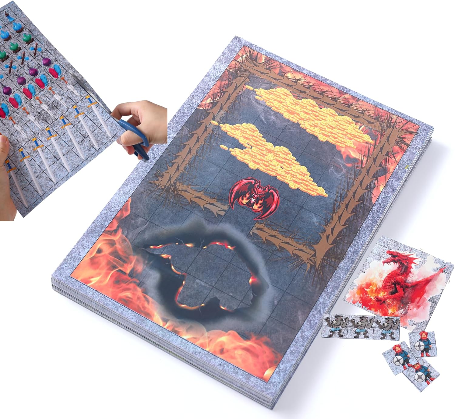 D&D Accessory Dungeons Craft Tile 5E | DND Reversible Miniature Terrain Asset | Dry/Wet Erase|Fantasy Versatile Fantasy Tabletop Battle Mat Tokens | DM Perfect for Pathfinder & TTRPG
