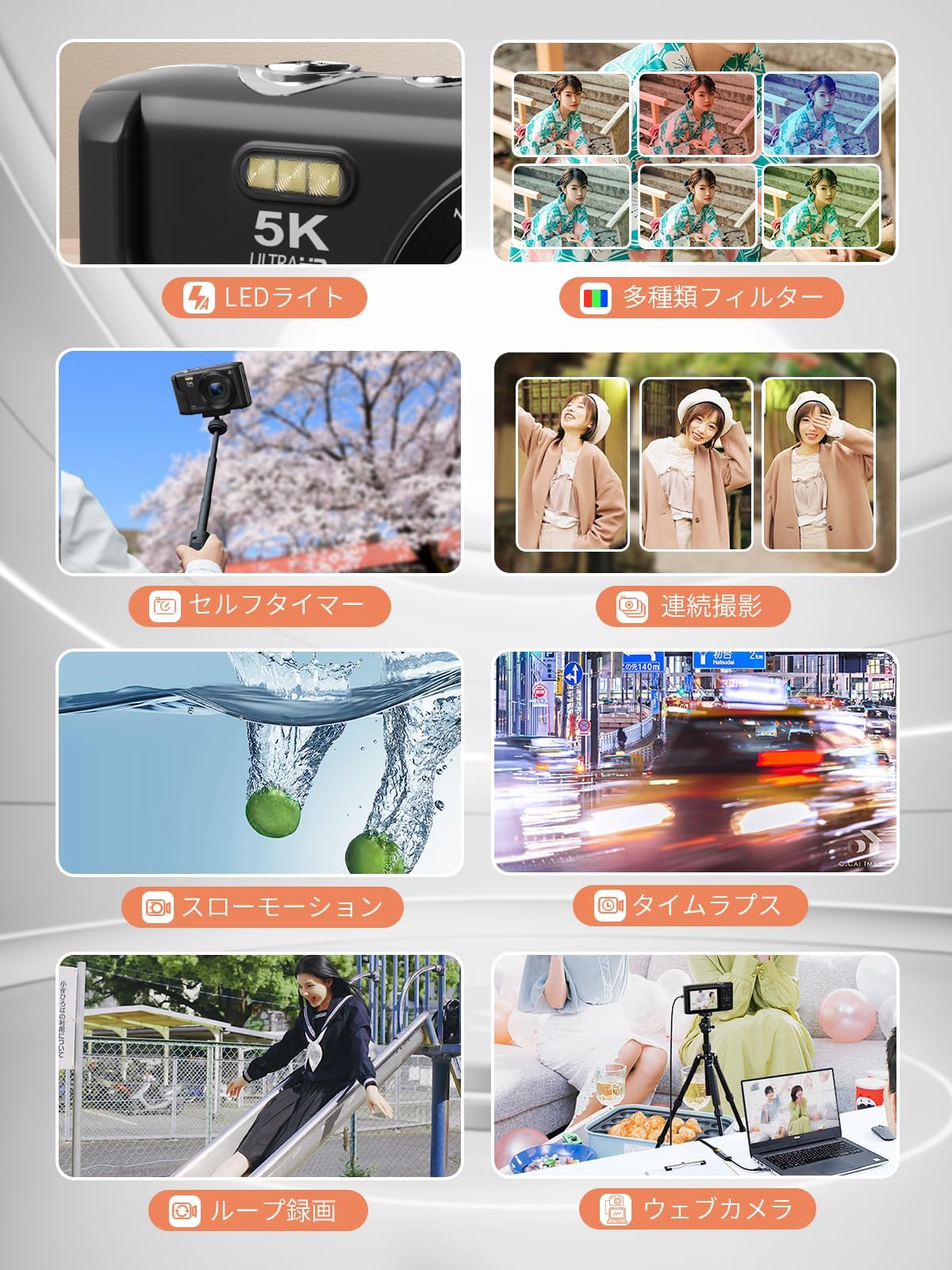 Amazon | スマホに送れる デジタルカメラ 5K デジカメ WIFI転送