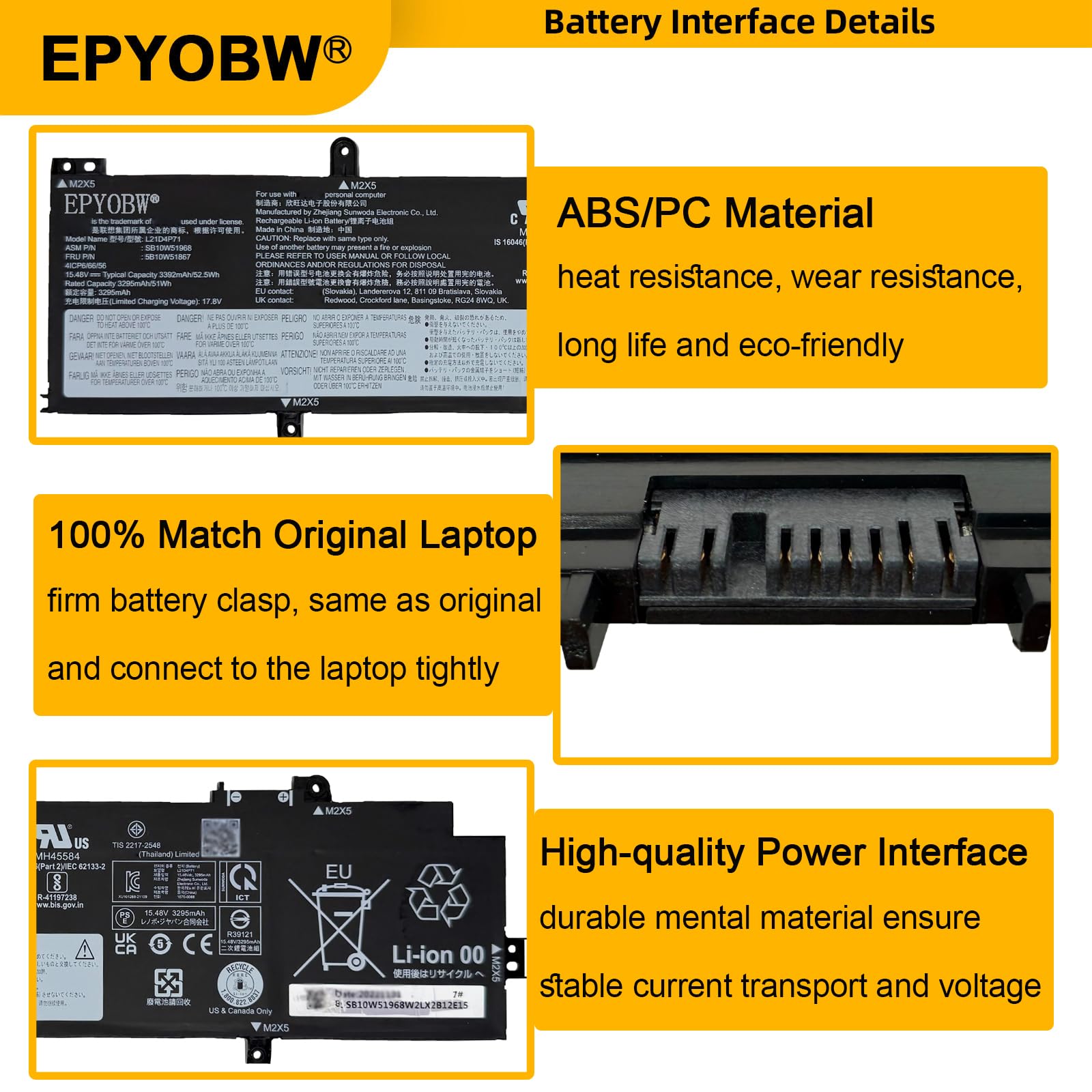 Amazon.com: EPYOBW L21D4P71 Laptop Battery 52.5Wh Compatible with