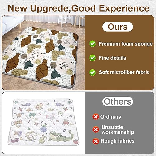 Miniatura 6 de Tapetes de juego para bebé para piso, tapete de juego de 50 x 50 pulgadas, tapete de juego de espuma acolchada suave y gruesa para bebés y niños