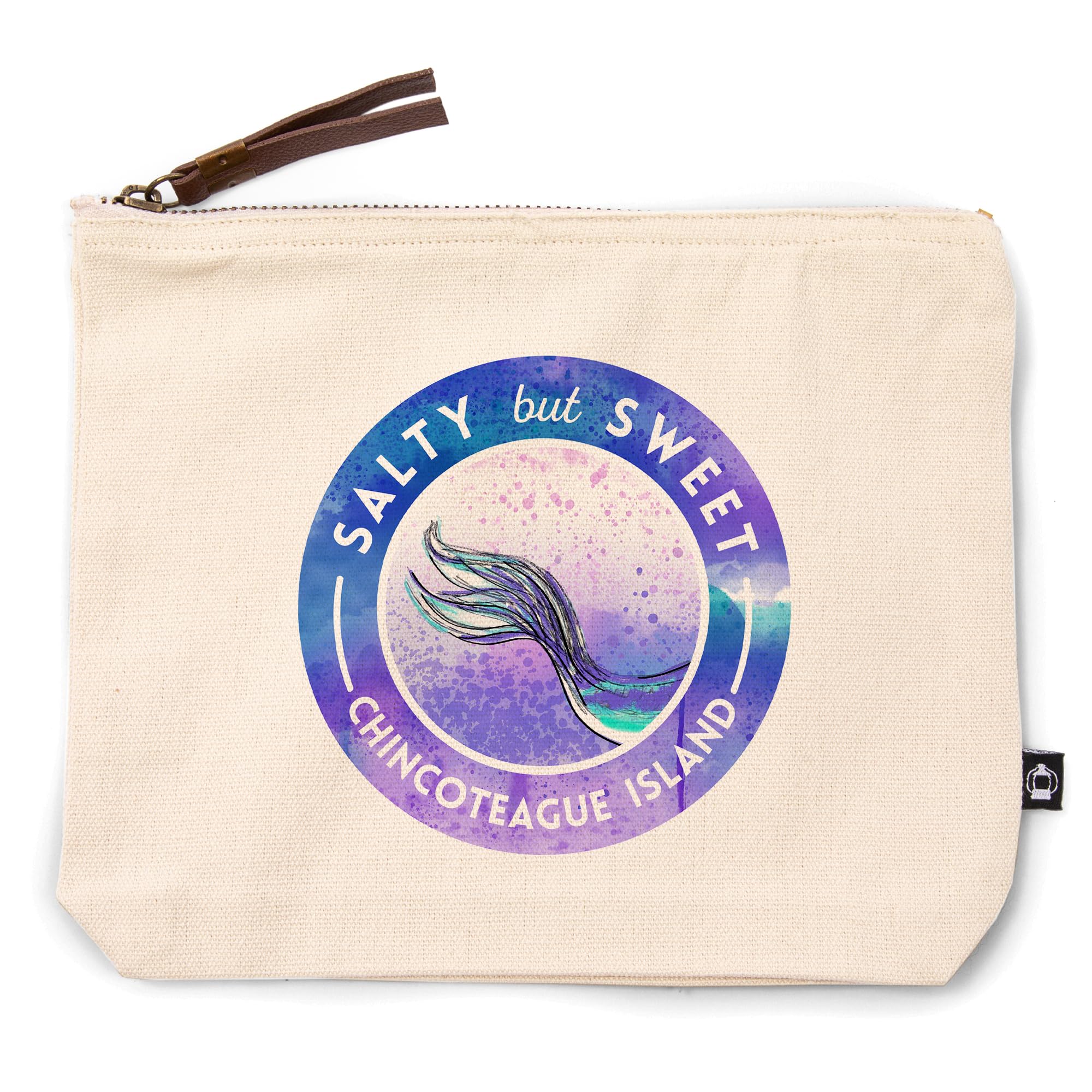 Lantern Press Chincoteague Island, Virginia, Salty but Sweet, Mermaid Tail, 100% Cotton Zipper Pouch, Travel Accessory, Go Bag