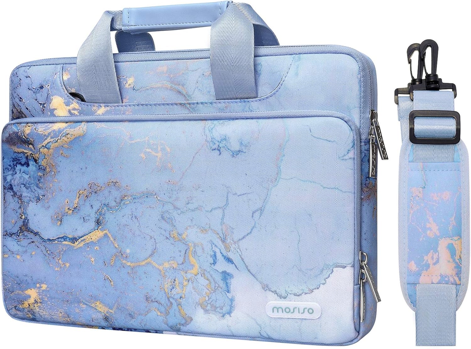 MOSISO 360 Protective Laptop Shoulder Bag Watercolor Marble Sleeve with