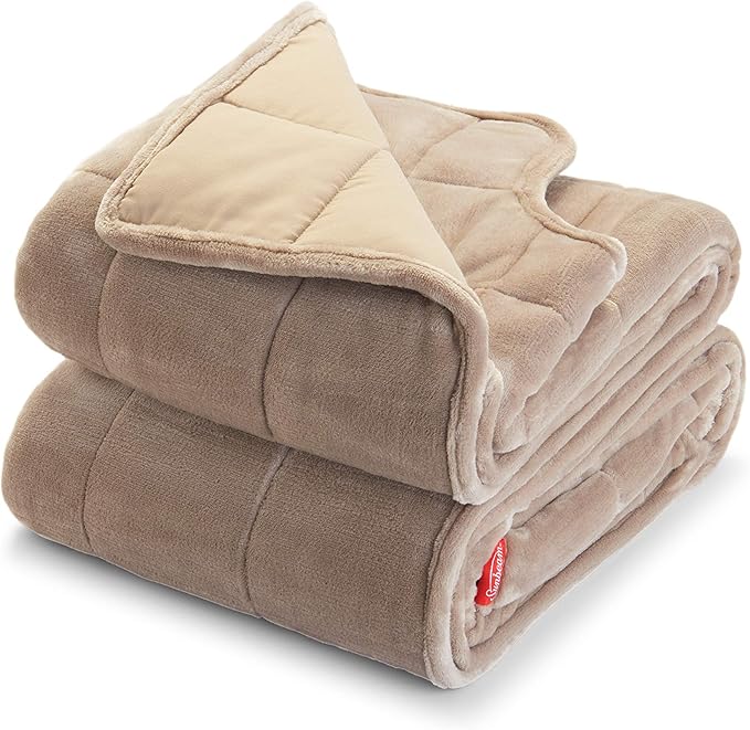 Sunbeam Extra Warm Weighted Blanket 15 Pounds, Reversible