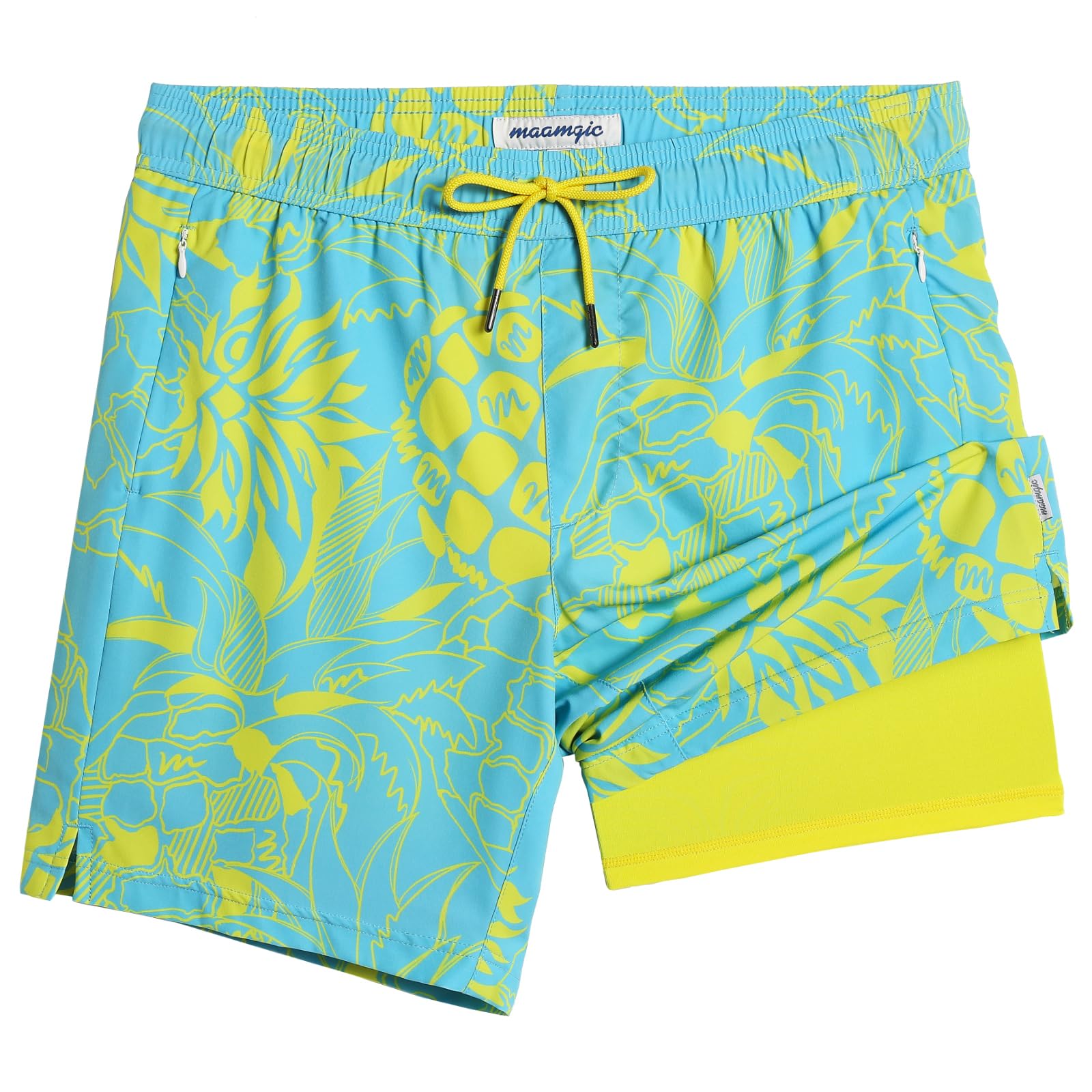 maamgic 2 in 1 Mens Swim Trunks 7 Inch Swim Shorts Swim Suits Board Shorts