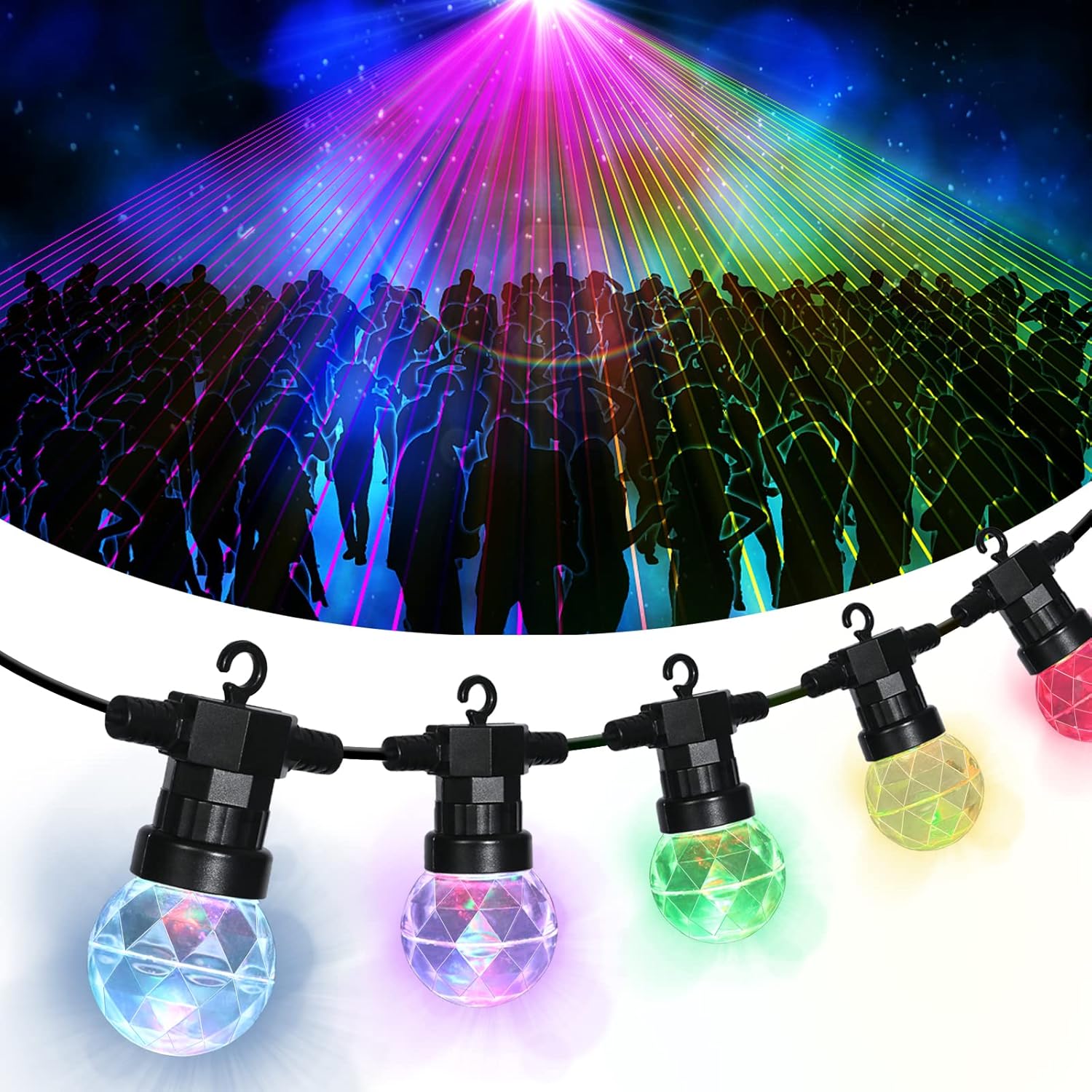 Vigdur 41FT Disco Ball String Lights 15 Projection Balls