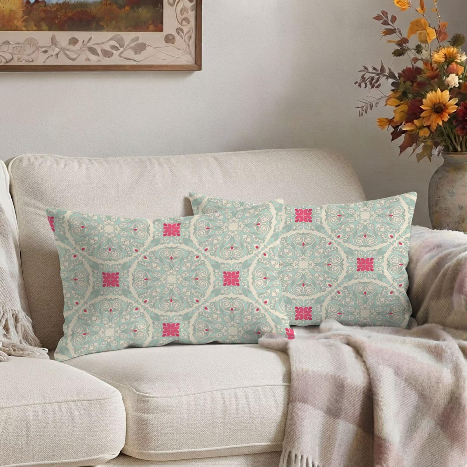 Poduszka outdoorowa retro geometria poszewka na poduszkę 60 x 80 cm