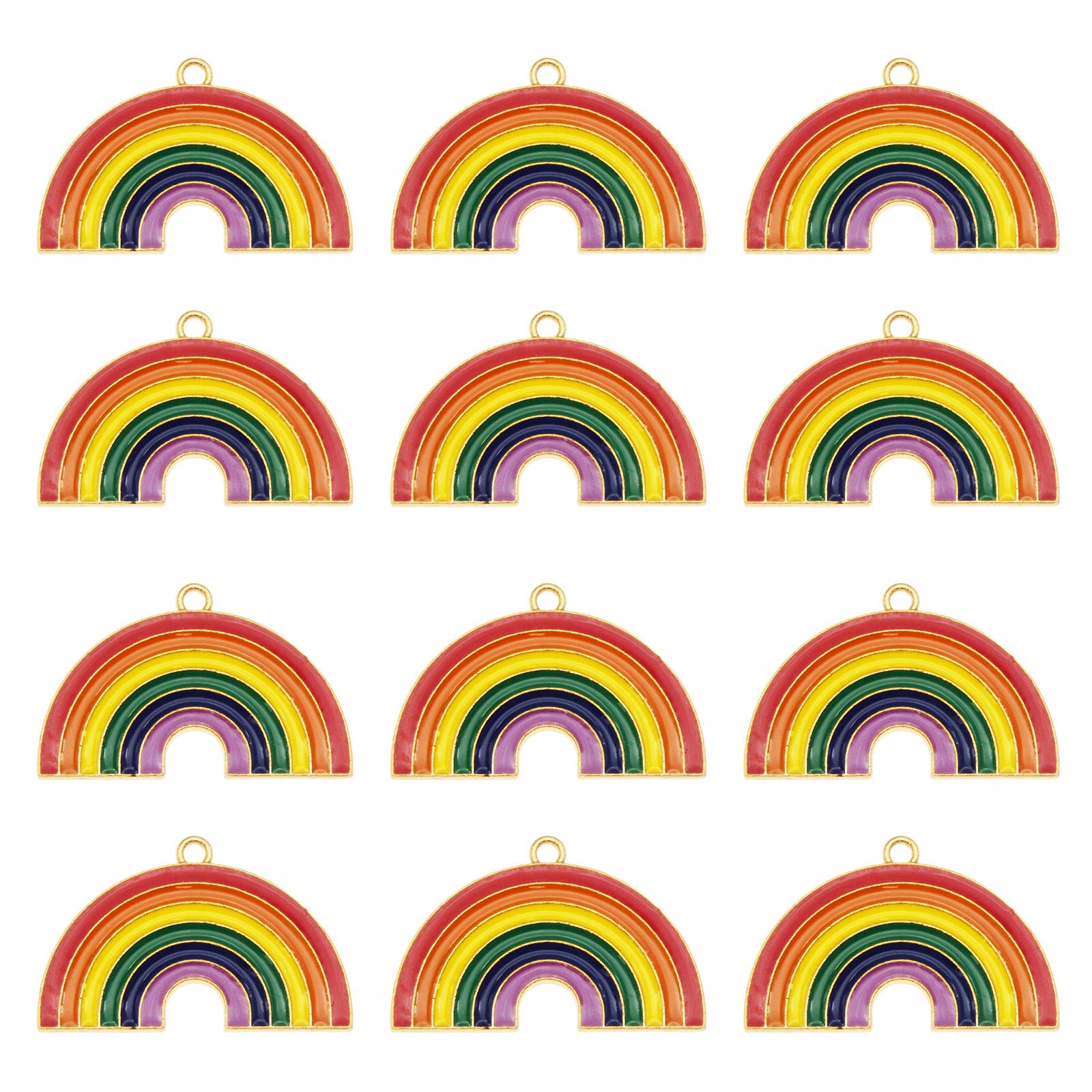 40 pcs Gold Tone Rainbow Clouds Enamel Dainty Dangle Rainbow Pendants Charms for Jewelry Making Necklace Bracelet