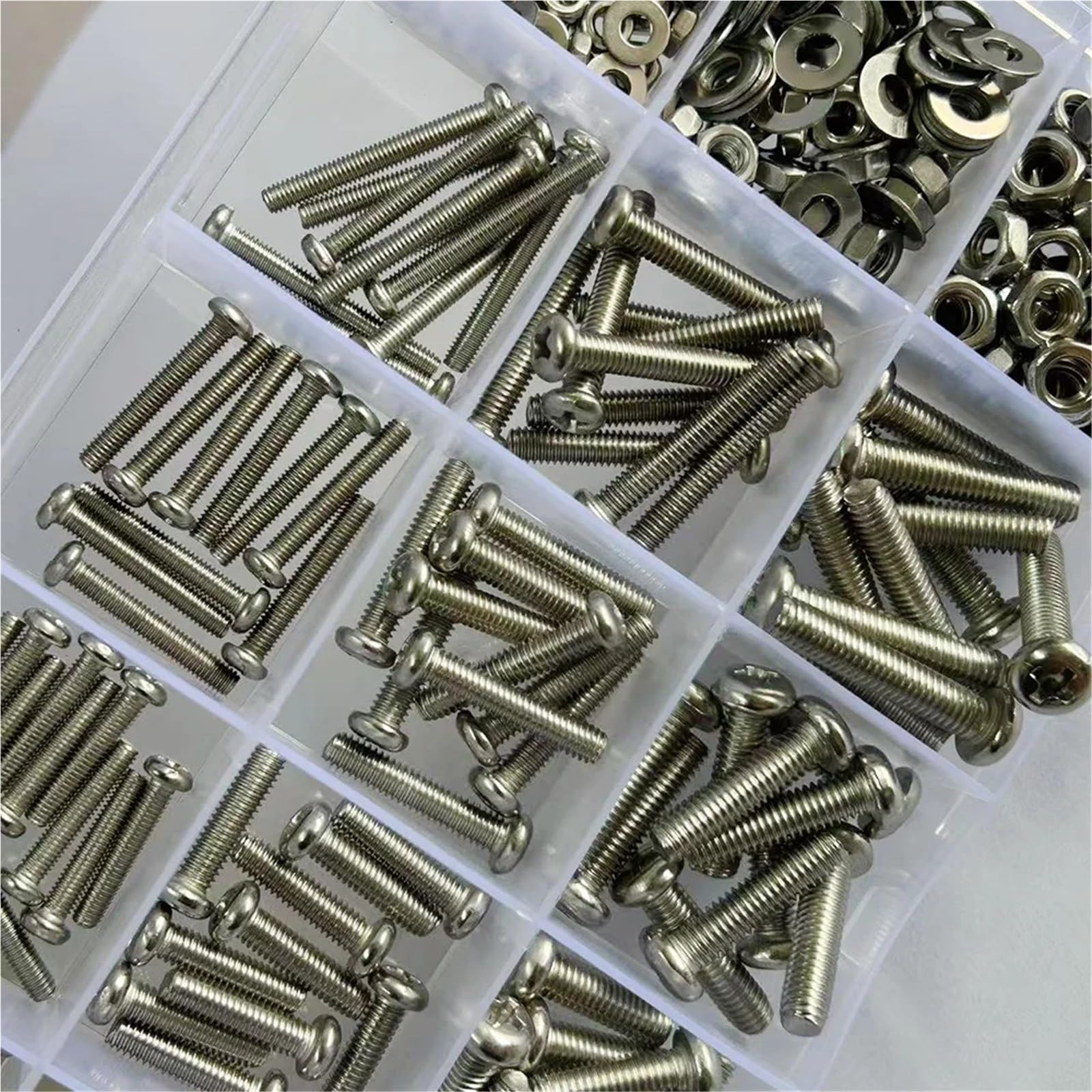 Juego De Tornillos Y Tuercas Juego de tuercas y pernos for máquina cruceta acero inoxidable 360 ​​piezas, que incluyen M3, M4, M5, for aplicaciones industriales científicas