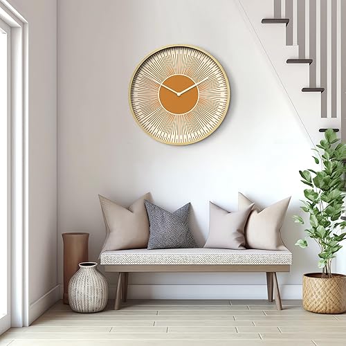 Miniatura 5 de SIGNLEADER Reloj de pared redondo de madera de 24 pulgadas, funciona con pilas, reloj de pared grande decorativo para el hogar, reloj de sol