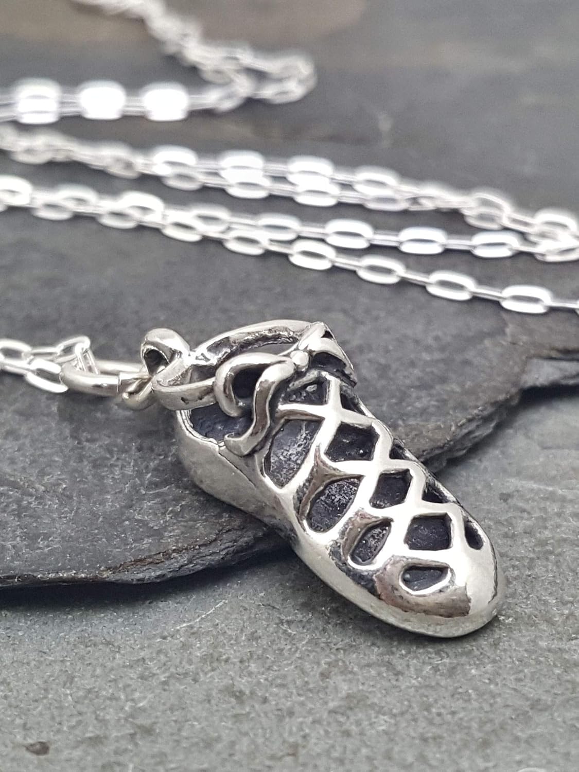 EnCharmed Sterling Silver Irish Step Dance Ghillie Soft Shoe 3D Charm Necklace 18" - Image 3