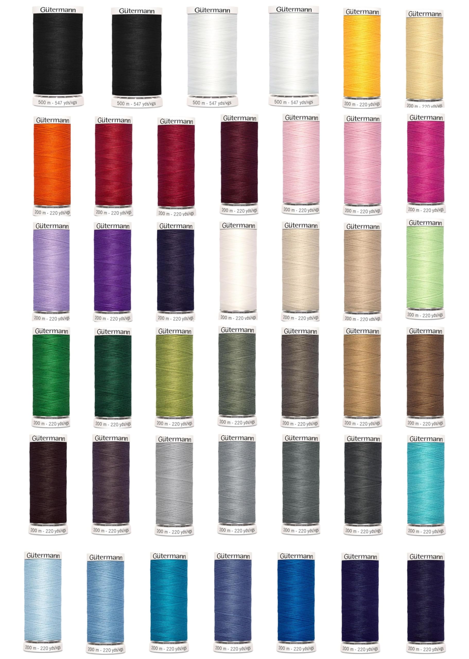 Gütermann Nähgarn Set M303-44 Rollen in Spulenbox - 40 x 200 m + 4 x 500 m Schwarz/Weiß - Allesnäher aus 100% Polyester - für Nähmaschine und Handnähen - Made in Germany