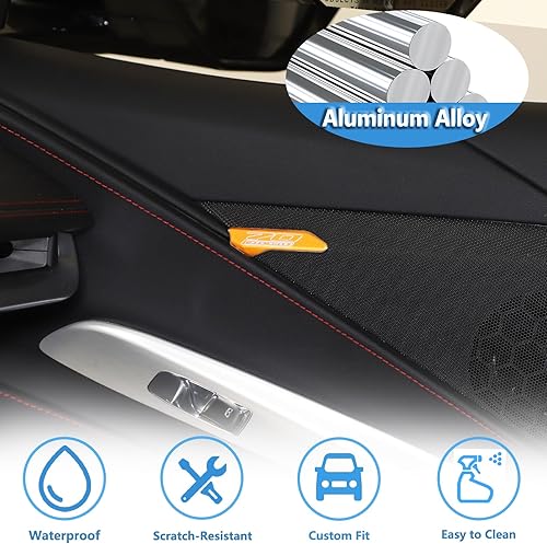 Miniatura 10 de Insignia de altavoz para puerta de automóvil, emblemas para panel interior de puerta, 2 piezas, edición del 70 aniversario de aluminio, compatible