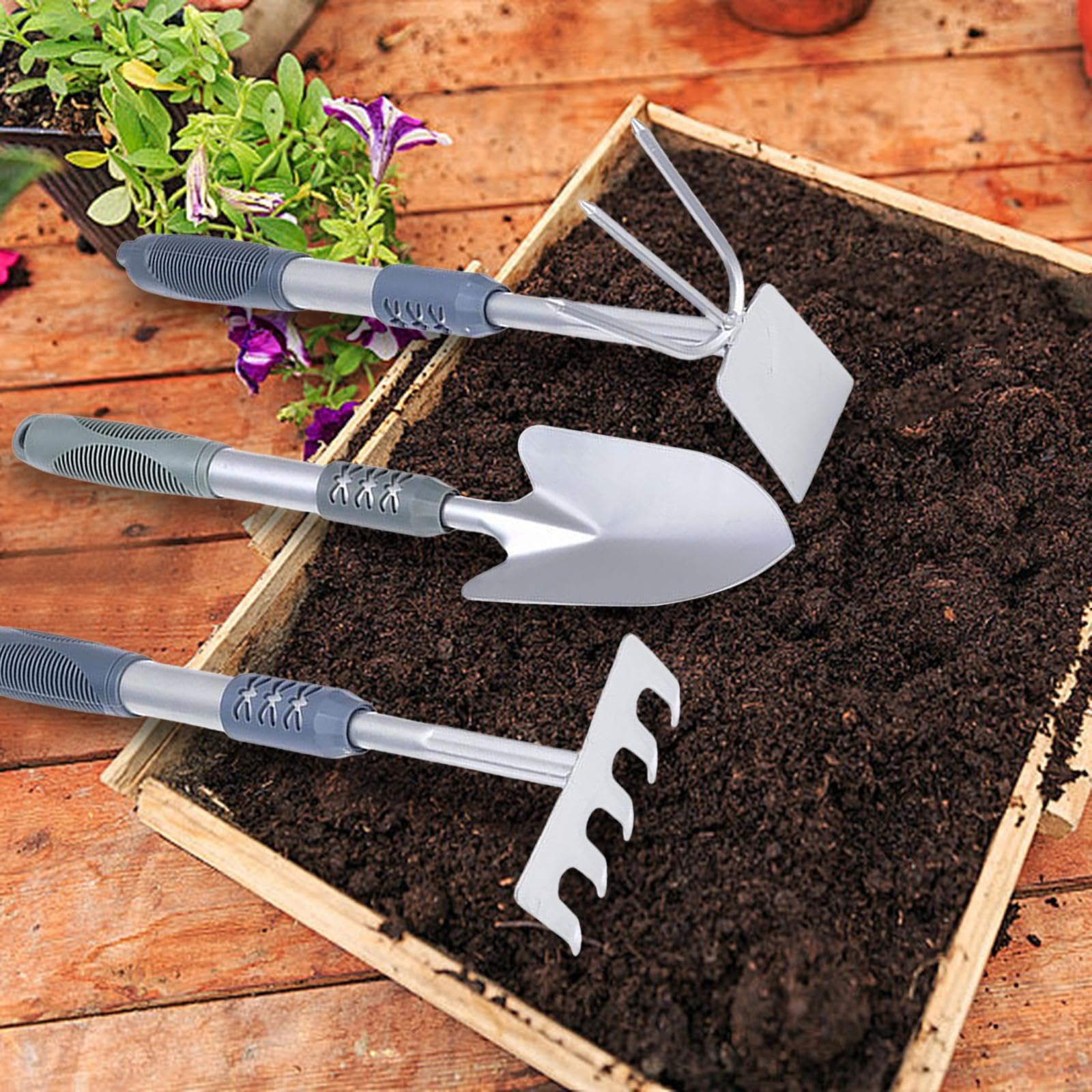 Attrezzi da giardinaggio Attrezzi da giardino Manico ergonomico Cazzuola da giardinaggio leggera Attrezzi manuali for piantare diserbo Scavare prato, 3 pezzi/784/1033 (Color : 3pcs)