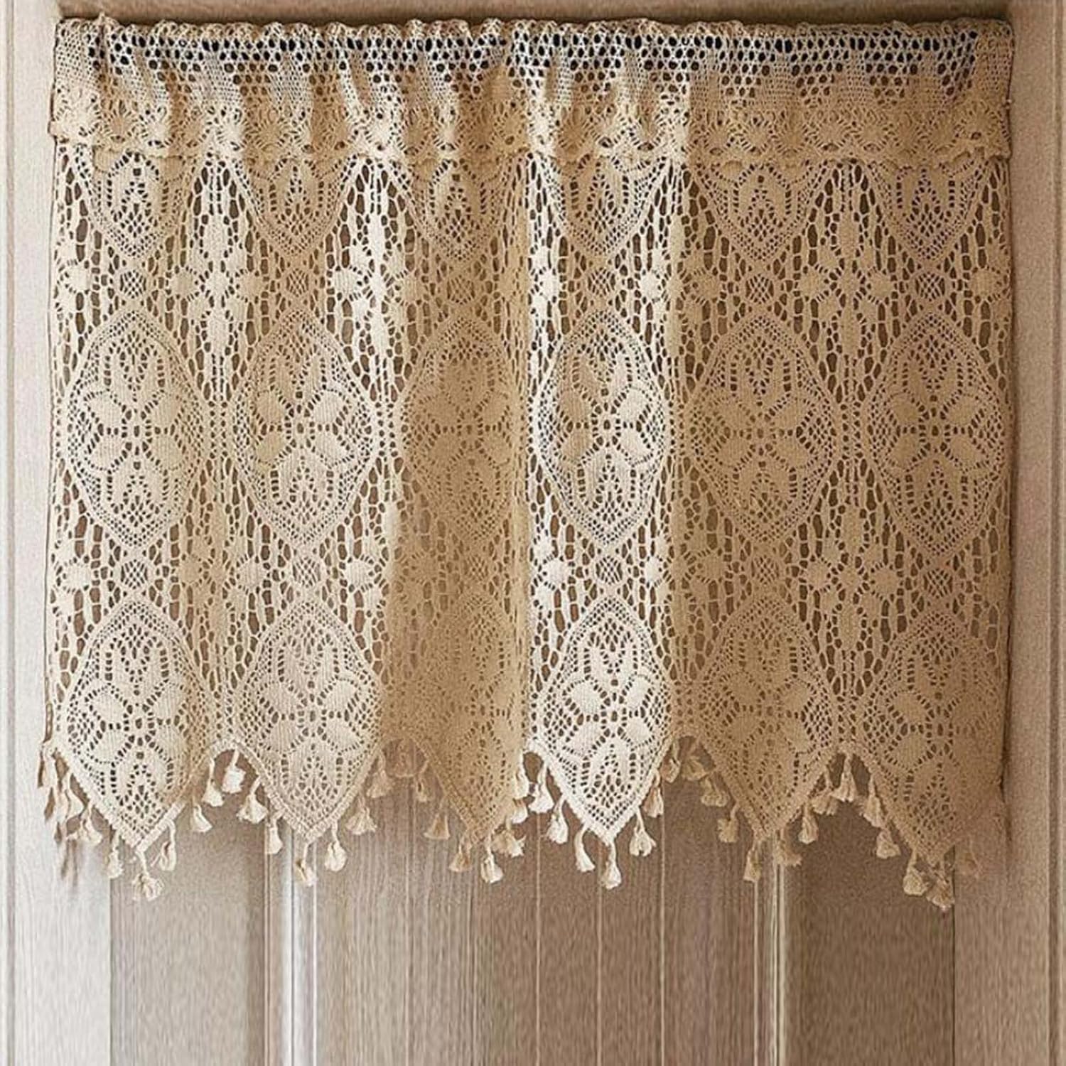 Short Curtains, Crochet Hollow Curtain Valance, Country