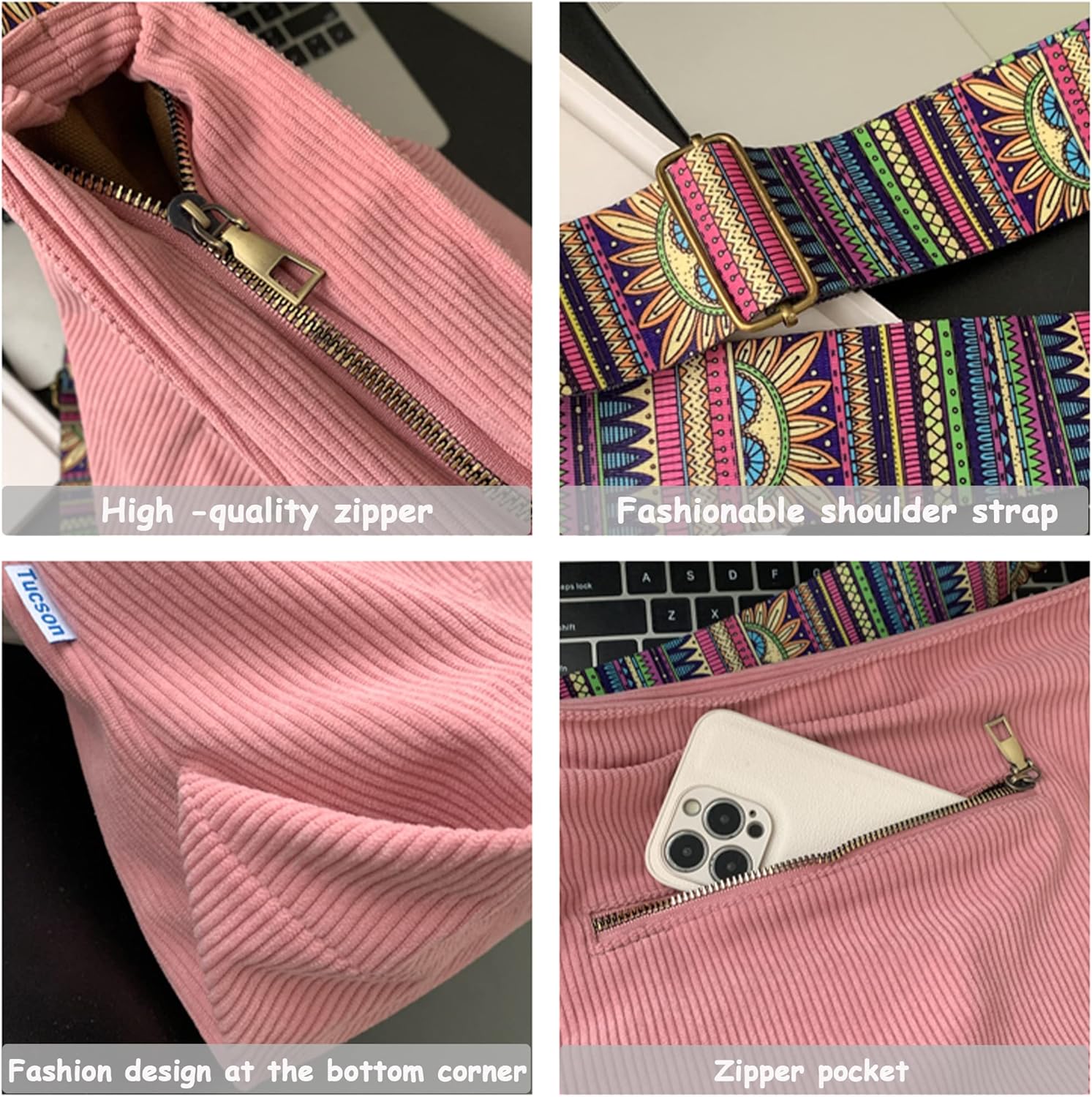 Makukke Tote Bag Women Large Crossbody Bag Stylish Handbag for Women Corduroy Hobo Bag Fashion shoulder Bag Purse - Image 4