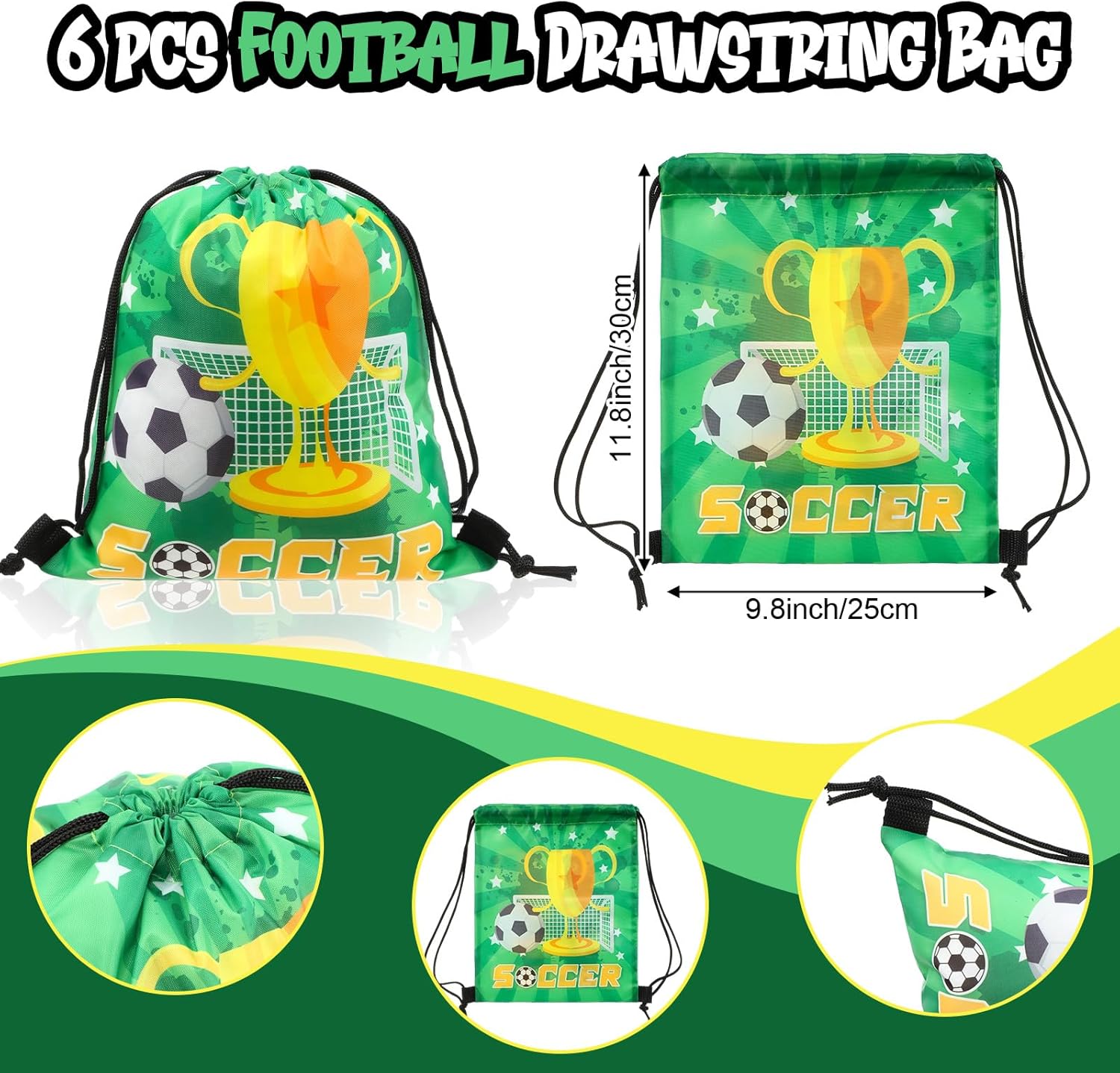 Maxdot 81 Pcs Soccer Party Favors Set Water Bottle Drawstring Bags Acrylic Keychain Knotted Bracelet 50 Stickers Oil Pen Sports Favors for Team Gifts Party Supplies - Image 2