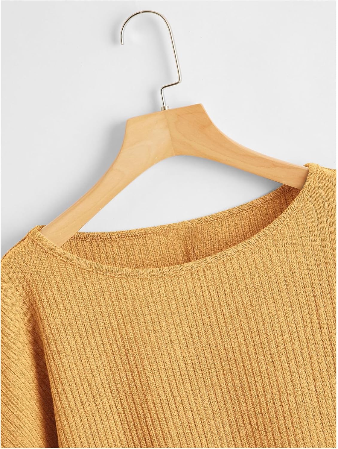 SHENHE Women's Ribbed Knit Long Sleeve Top Crew Neck Oversized Crop Top Sweater Pullover - Image 3