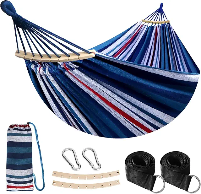Anyoo Outdoor Cotton Hammock with Tree Straps - Balkong Hängmatta