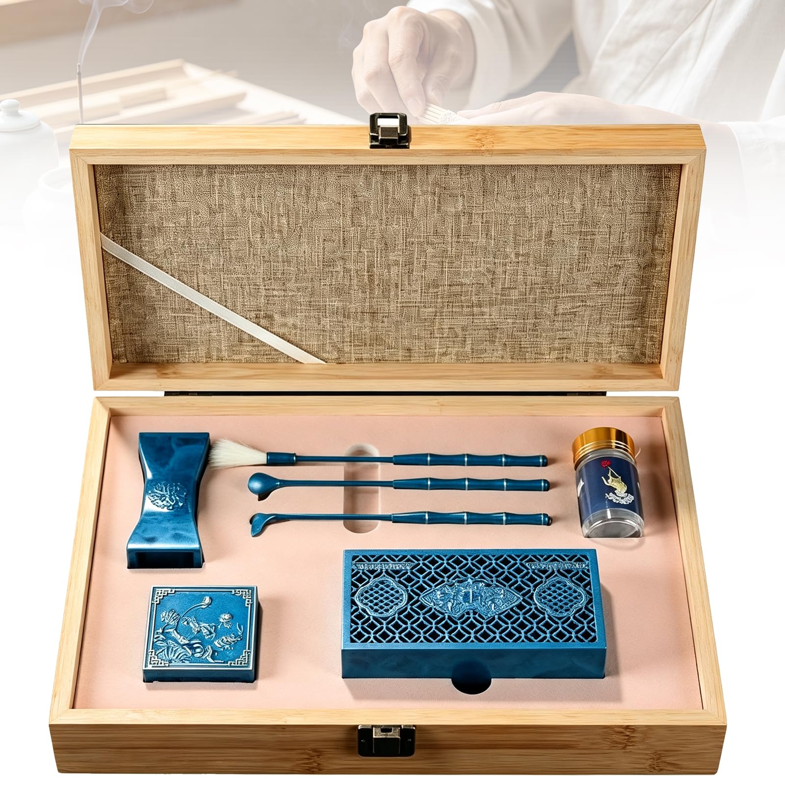 COYEUX Kit Profesional para La Elaboración De Incienso De 9 Piezas, Quemador De Incienso De Cobre Puro con Cuchara, Pala Y Cepillo, Herramientas De Manualidad para Crear Incienso DIY, Ideal para