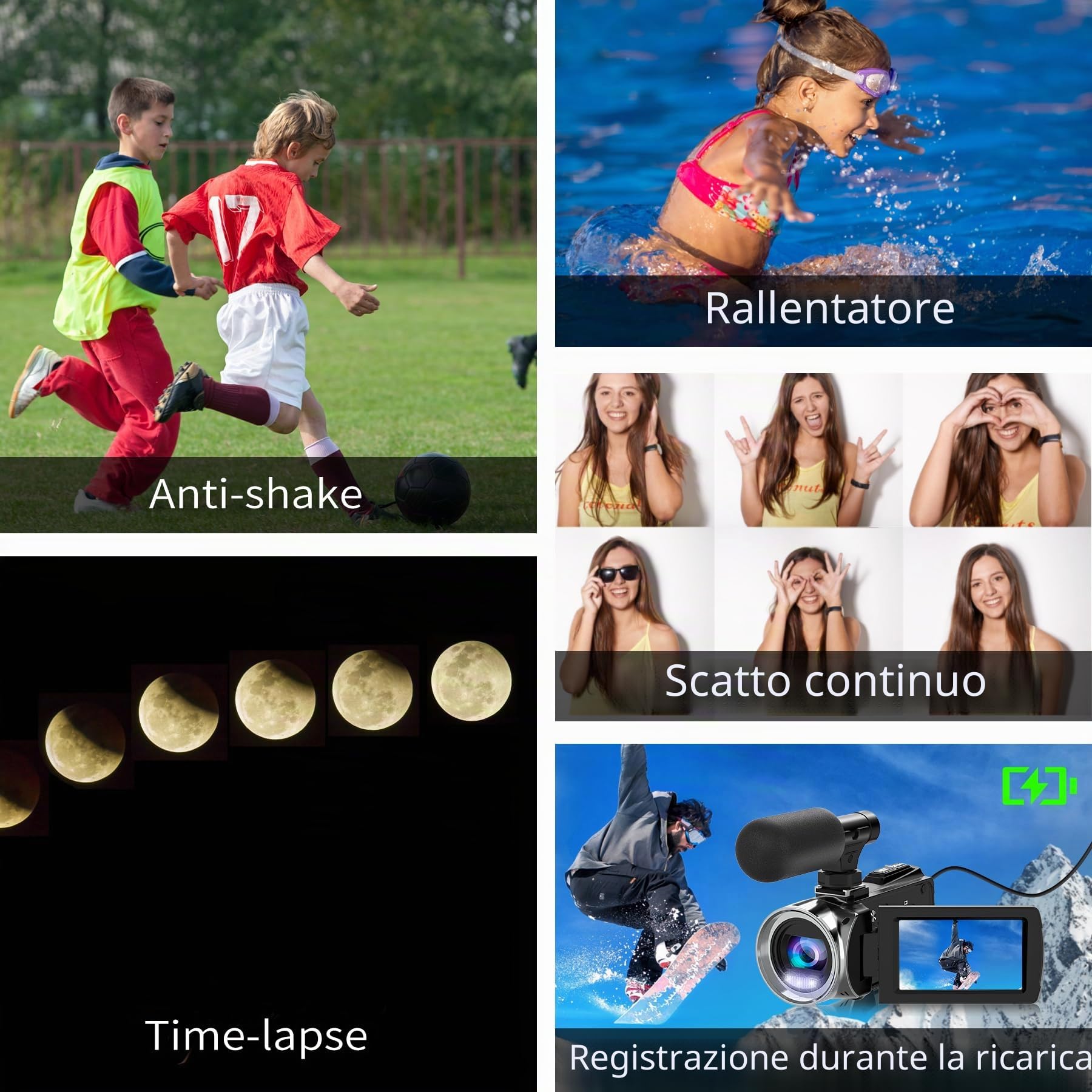 Videocamera, 4K, 36 MP, per fotocamera digitale YouTube 30 FPS, schermo IPS girevole a 270°, con zoom digitale 18x, treppiede, 32G SD & batterie