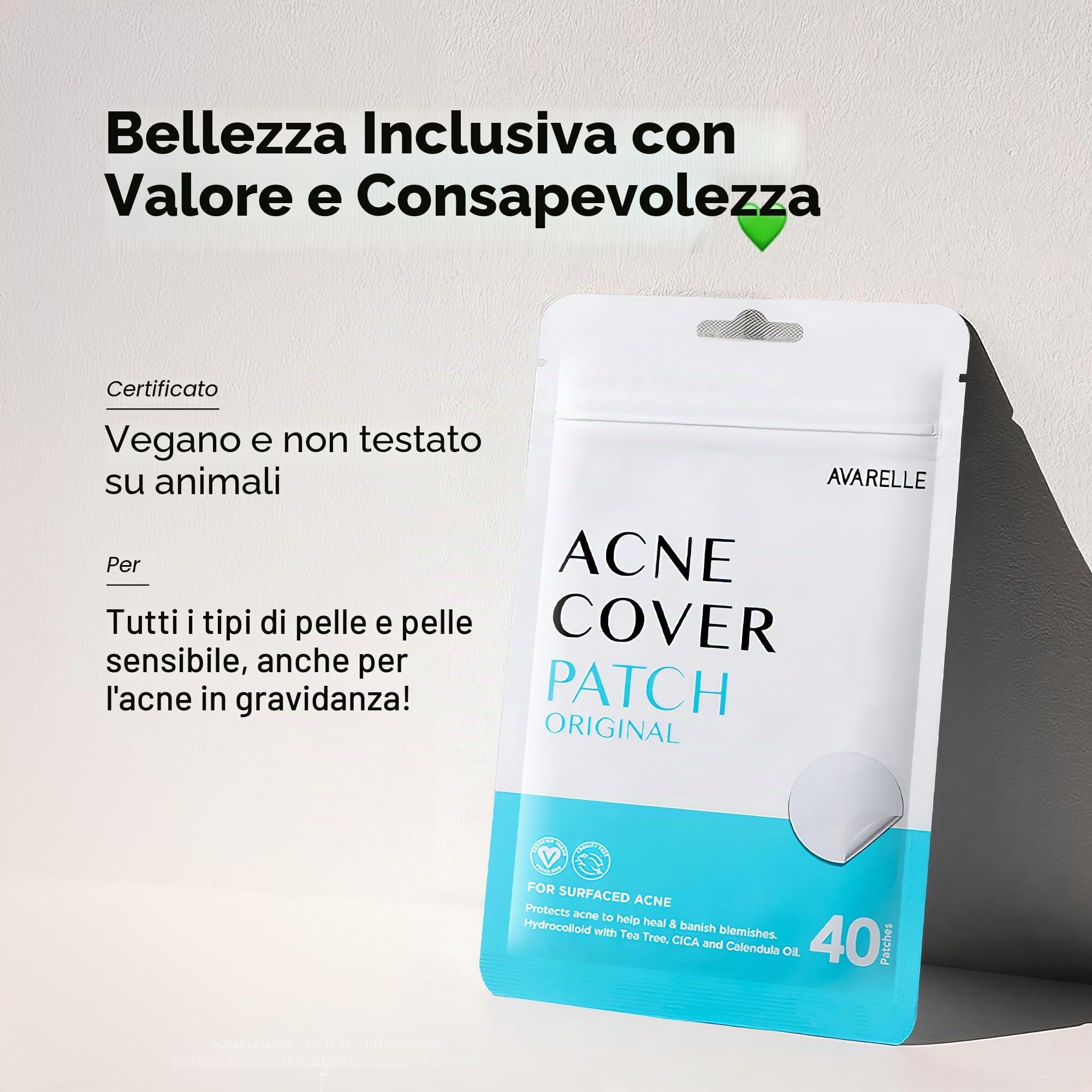 AVARELLE Pimple Patches: Cerotti brufoli viso Hydrocolloidali con Olio di Tea Tree, Anti-acne, Vegan e Cruelty-free, ideali per trattamento mirato di brufoli e imperfezioni, skincare coreana