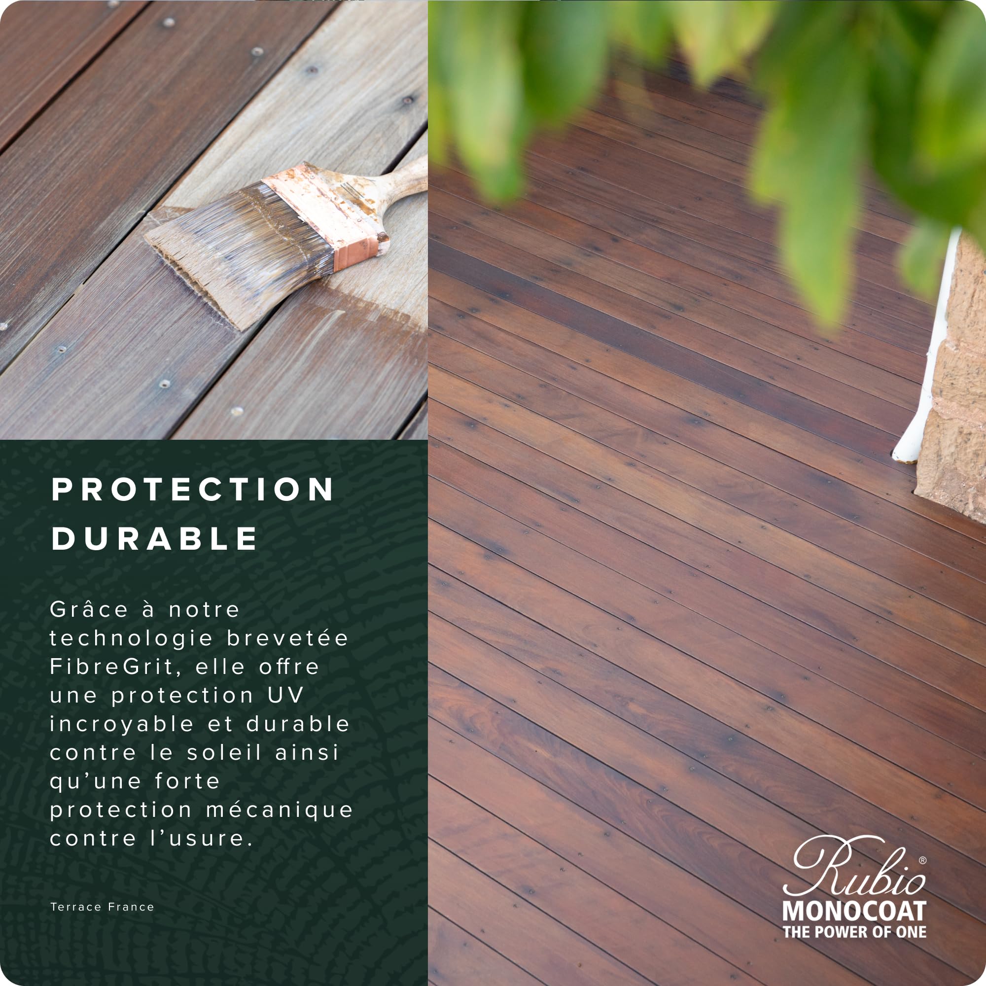 Saturateur bois d'extérieur Rubio Monocoat DuroGrit, Teinture & Scellant - Ocre Rocheux | 1 couche, protection UV pour terrasses, clôtures & meubles | 0,5L