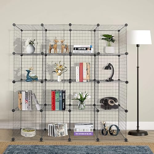 Miniatura 4 de Karl home Organizador de almacenamiento de cubos de alambre de 12 cubos armario modular apilable portátil estantería de plástico para dormitorio