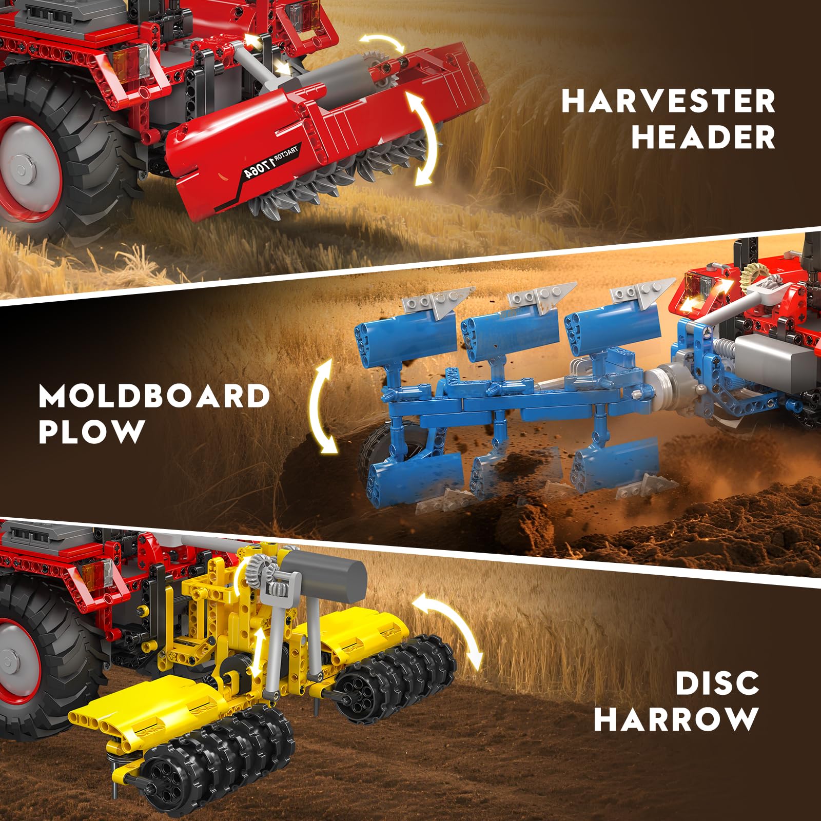 Mould King 17064 Farm Tractor Building Blocks Set, RC High-Tech Tractor Toy with 6 Motors - Image 4