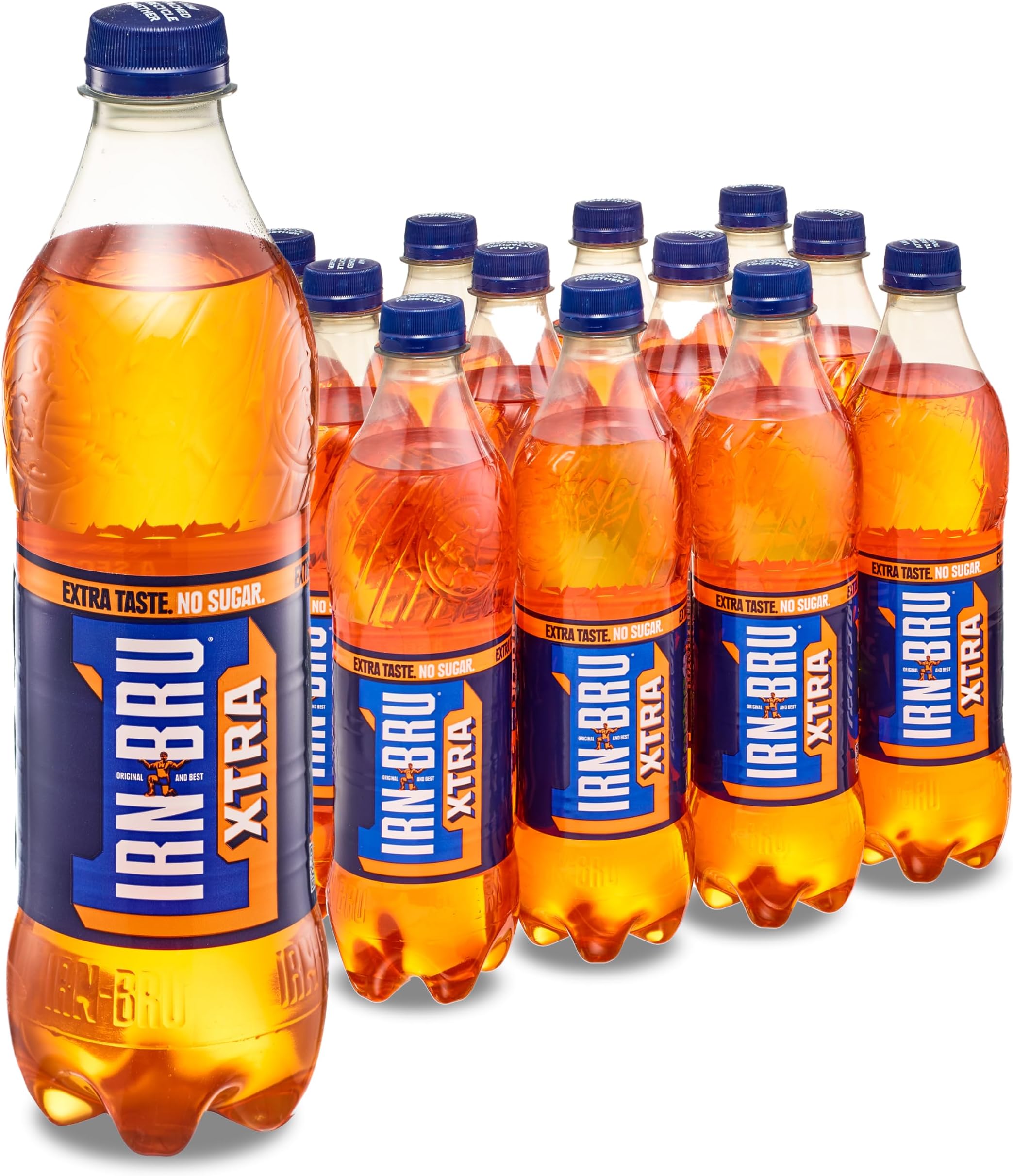 XTRA, 12 Pack Zero No Sugar & Low Calorie Fizzy Drinks Multipack Bottles - 12 x 500ml Bottles