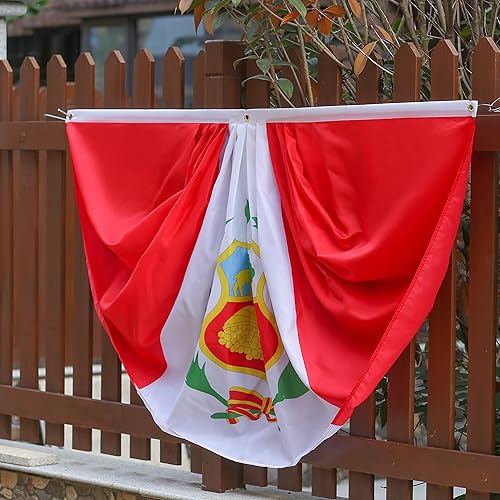 Miniatura 6 de Bandera de abanico plisada peruana de 3 x 6 pies, 2 banderas de abanico plisadas para interiores y exteriores, decoraciones de porche delantero,