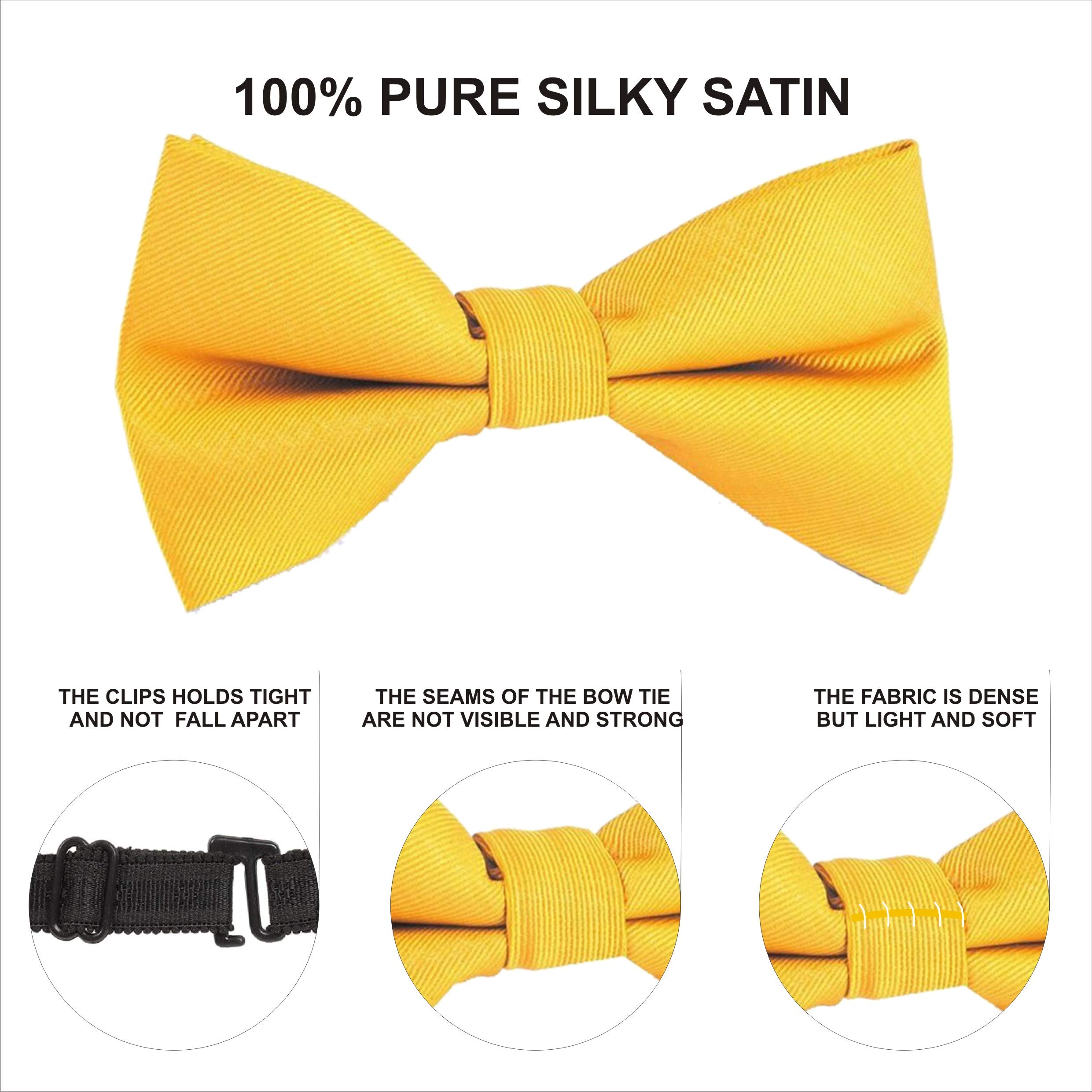RR DESIGN happykids Classic Pre-Tied Bow Tie Formal Solid Tuxedo for Children (Yellow) 1