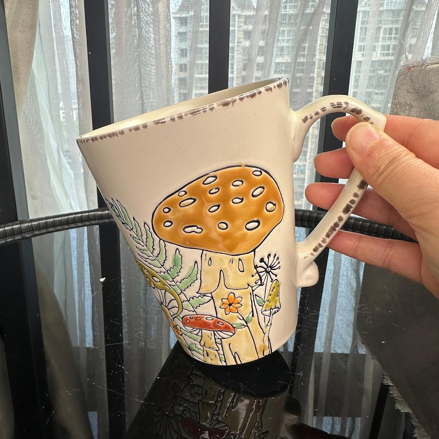 16oz Ceramic Coffee Mug, Mushroom Mug for Women and Men, Dishwasher Microwave Safe (Mushroom A) - Image 3