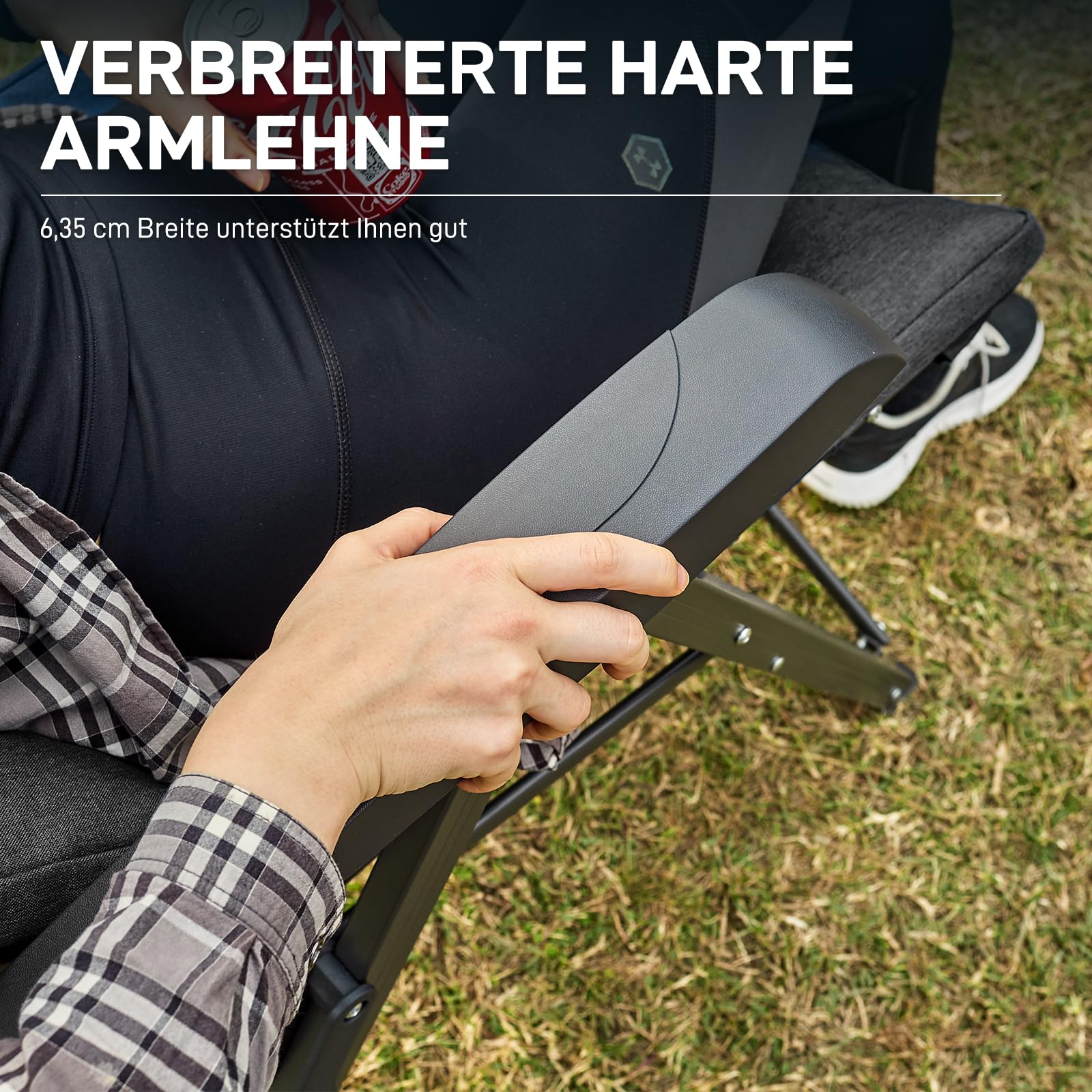EVER ADVANCED Campingstuhl Faltbar Rückenverstellbar in 4 Positionen 150 KG Belastbarkeit Klappstuhl Luxus 6cm Dicke Gepolstert Gartenstuhl Hohe Lehne Angelstuhl für Camp Garten Balkon Alu+Stahl
