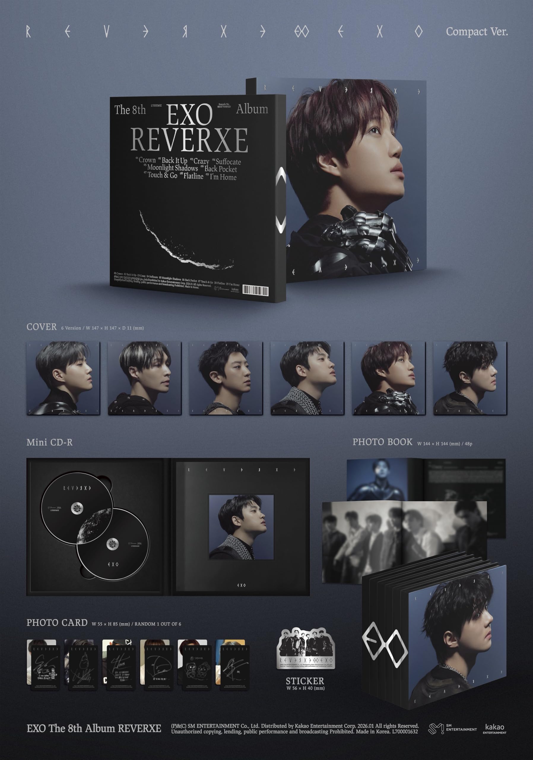 Amazon.com: EXO REVERXE [Compact Ver.] 8th Full Album (SEHUN Ver