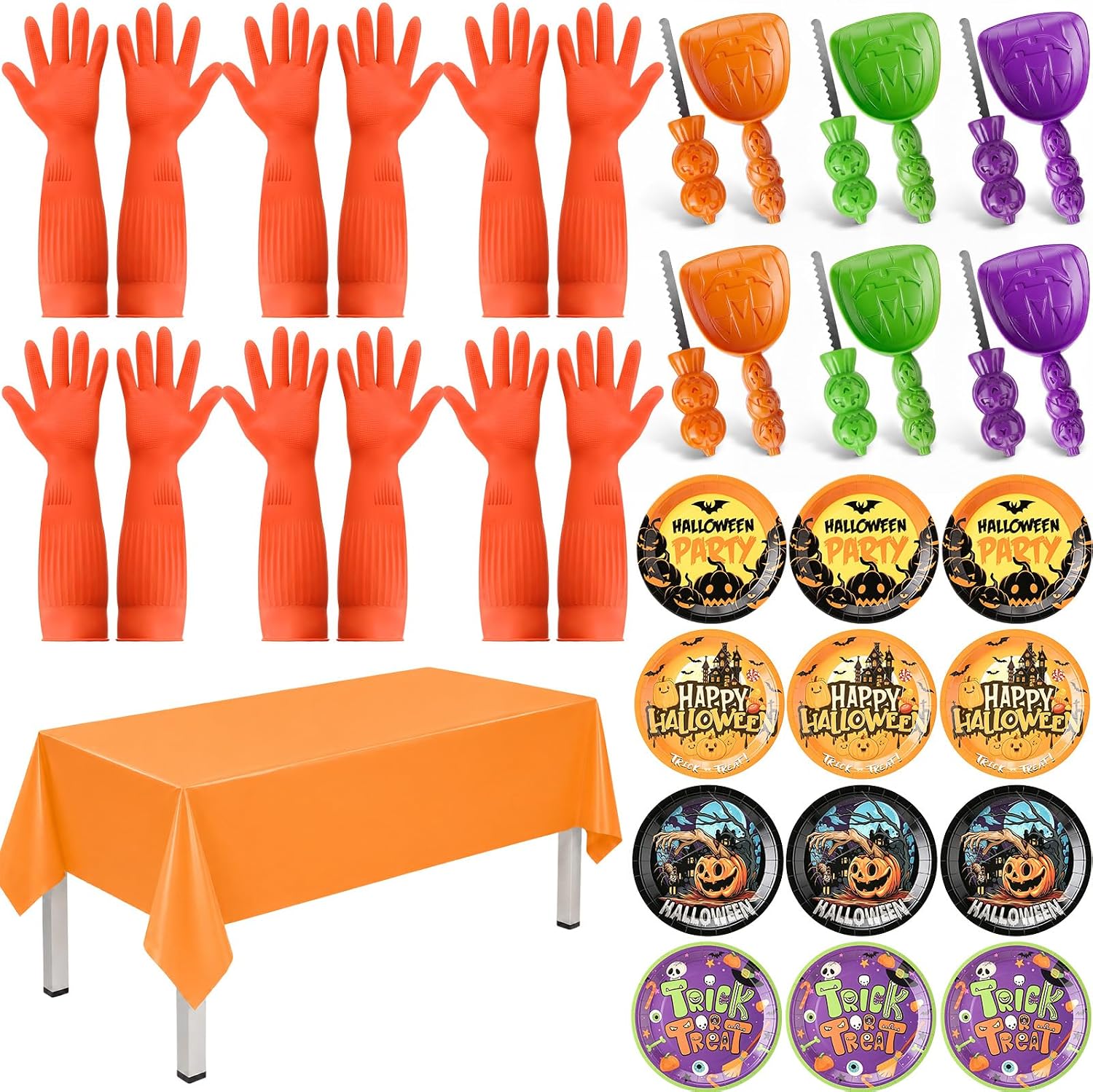 31 Pcs Halloween Pumpkin Carving Kit, Orange, Purple, Green