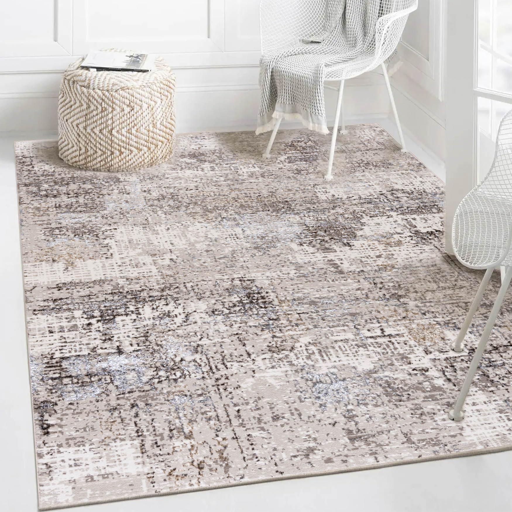 Mazovia Tappeti Moderno Abstracto Tappeti - Tappeto per Soggiorno, Camera da Letto, Sala da Pranzo, Ufficio - Pile Corto - Certificato OEKO-TEX - Morbido Tappeti - Beige Marrone - 180 x 250 cm