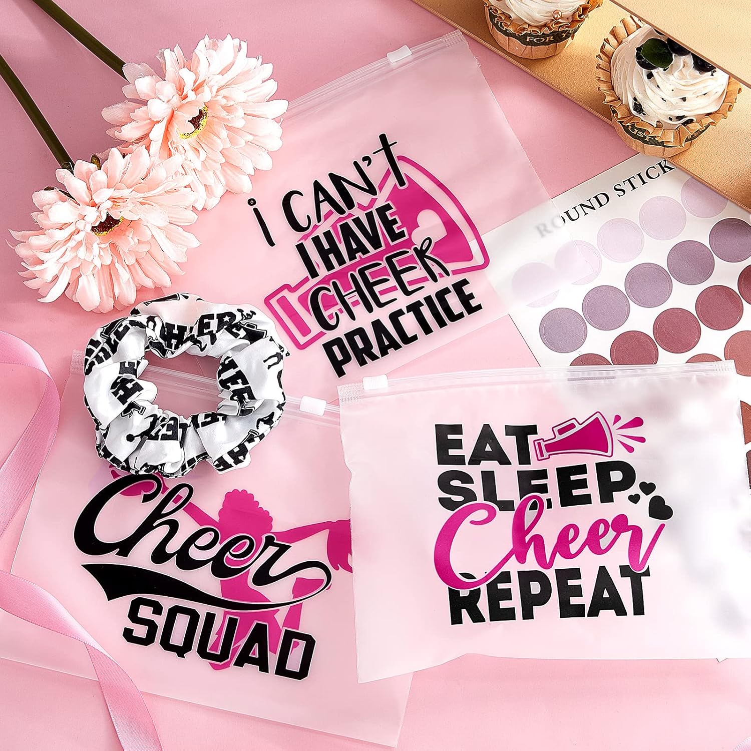 60 Pieces Cheer Makeup Bag Cosmetic Cheerleading Case for Girls Zipper Cheer Makeup Case Cheerleader Travel Pouch Portable Cheerleading Bag for Women Teammates Toiletry Accessories Gifts, 6 Styles - Image 5