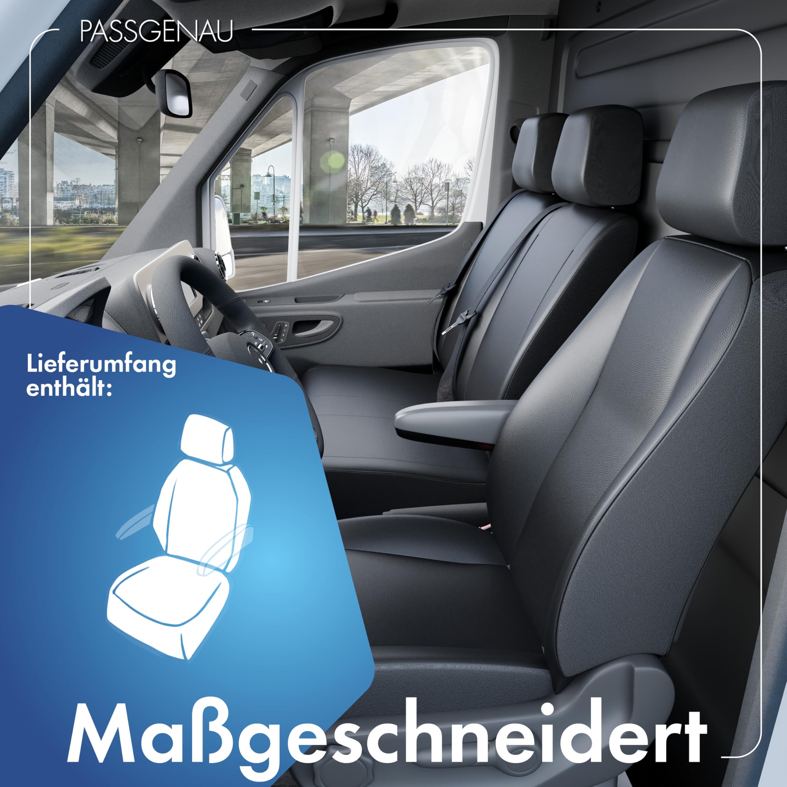 Walser Transporter pokrowce na siedzenia samochodowe, kompatybilne z VW T6, pojedyncze siedzenie z przodu, pokrowce na siedzenia ze sztucznej skóry, zestaw pokrowców na siedzenia samochodowe do